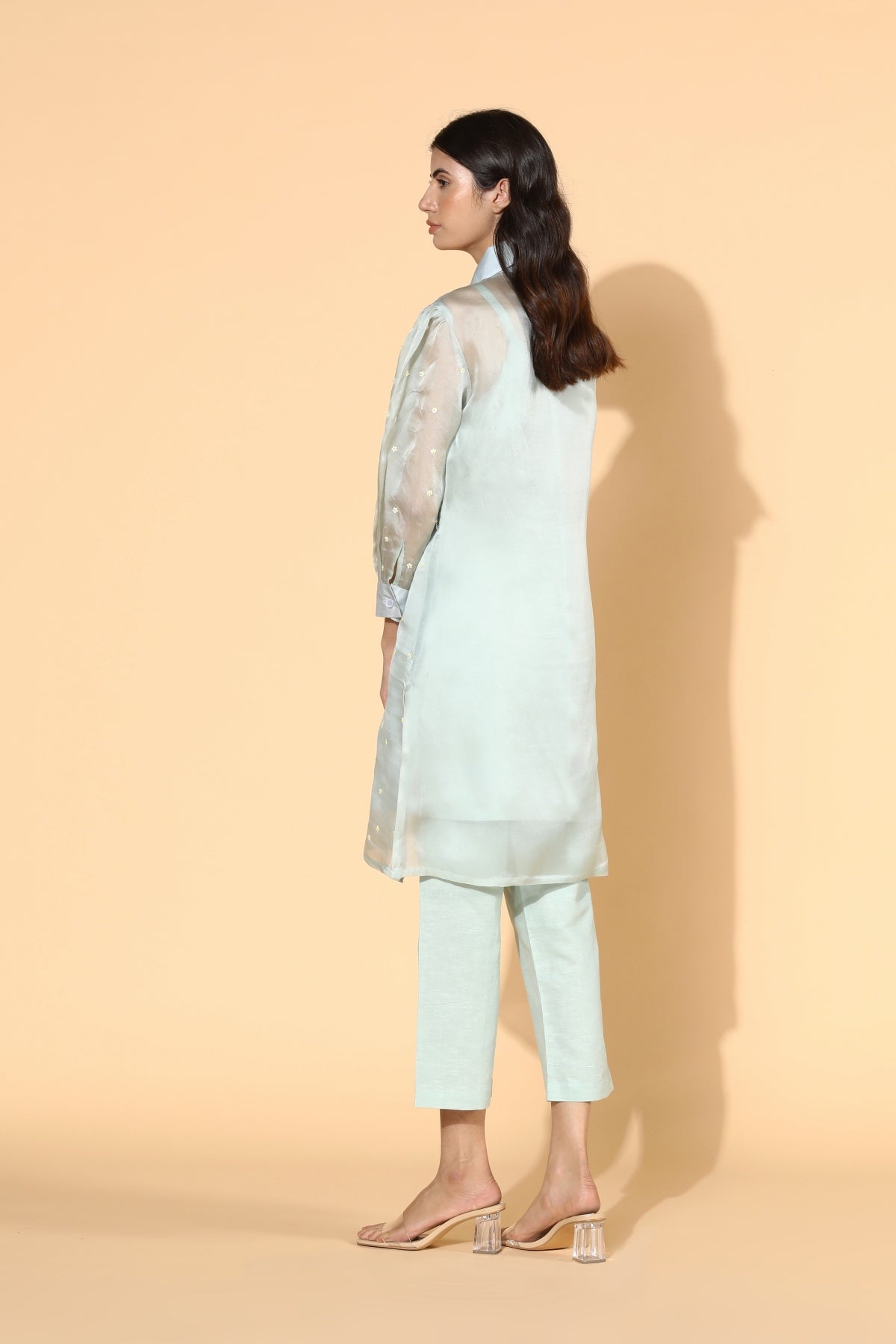 Green Floral Applique Tunic Set