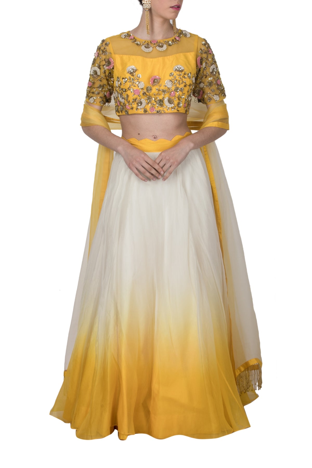 Ombre French Knot Lehenga Set