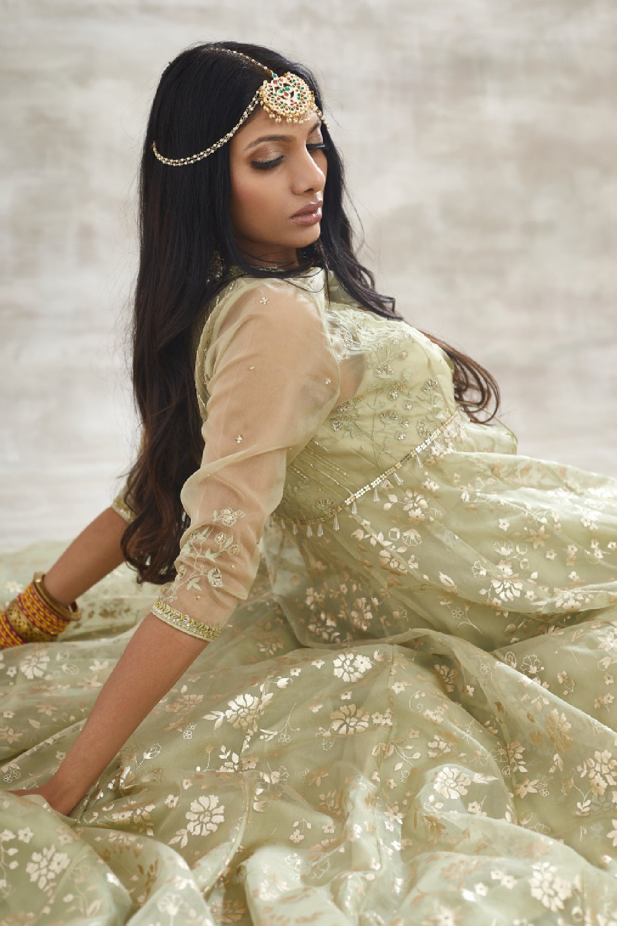 Foil Print Jacket Gown