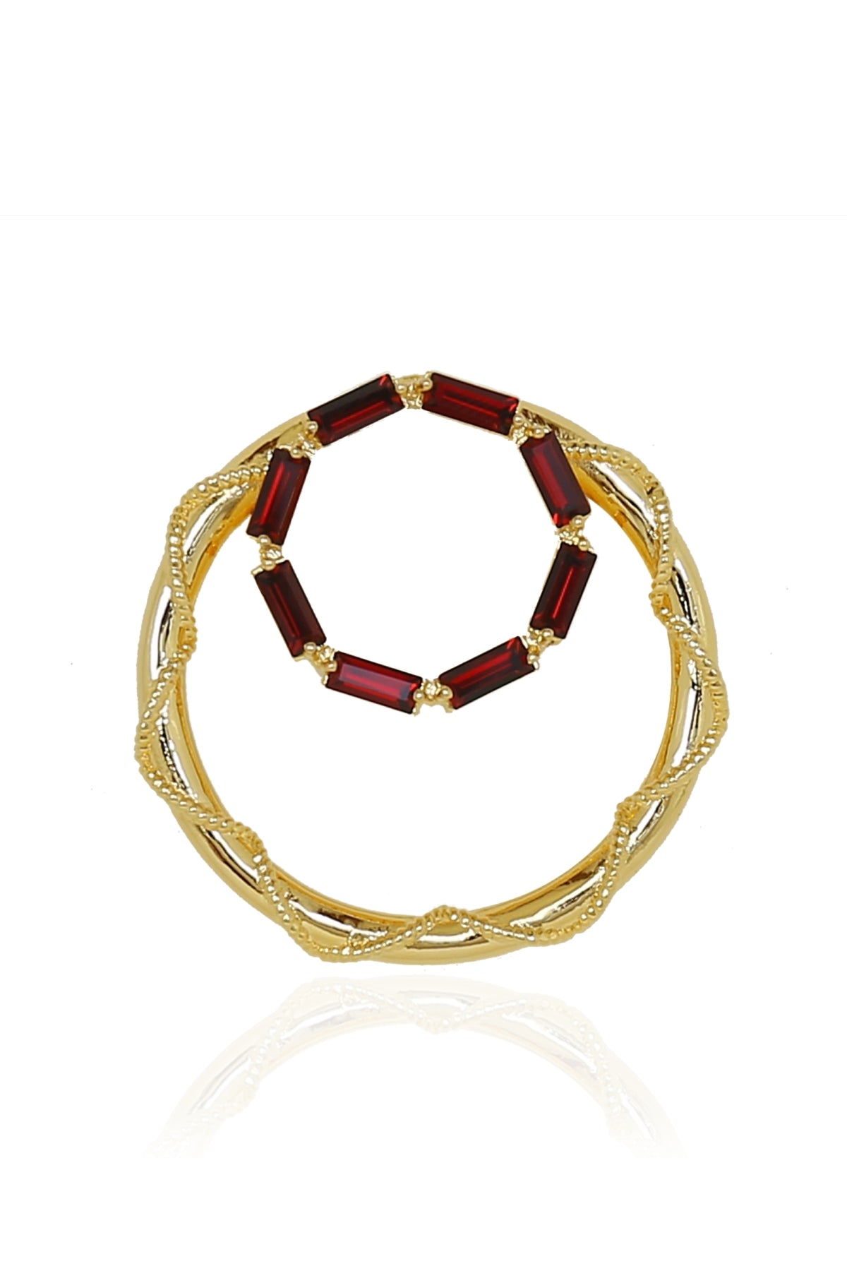 Red Swarovski Two Round Hoops