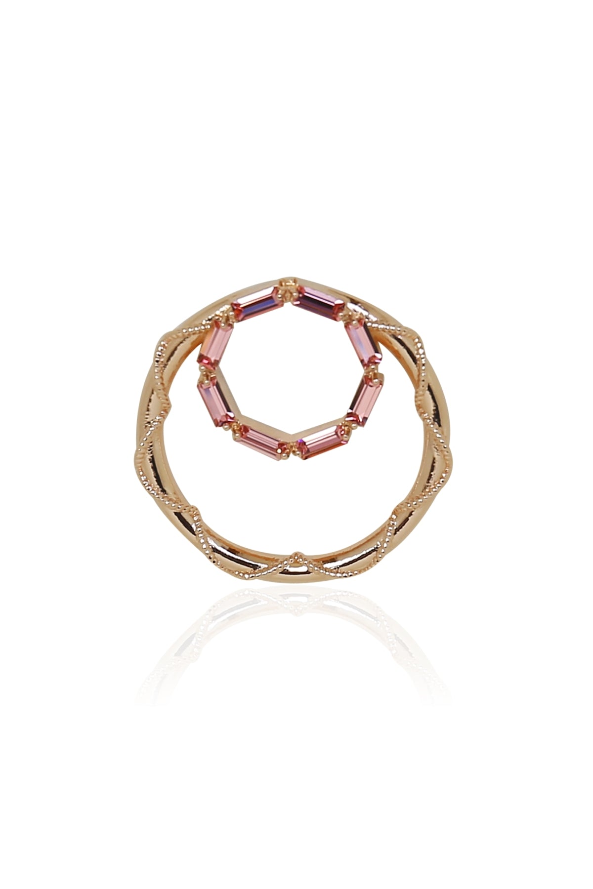 Pink Swarovski Two Round Hoops