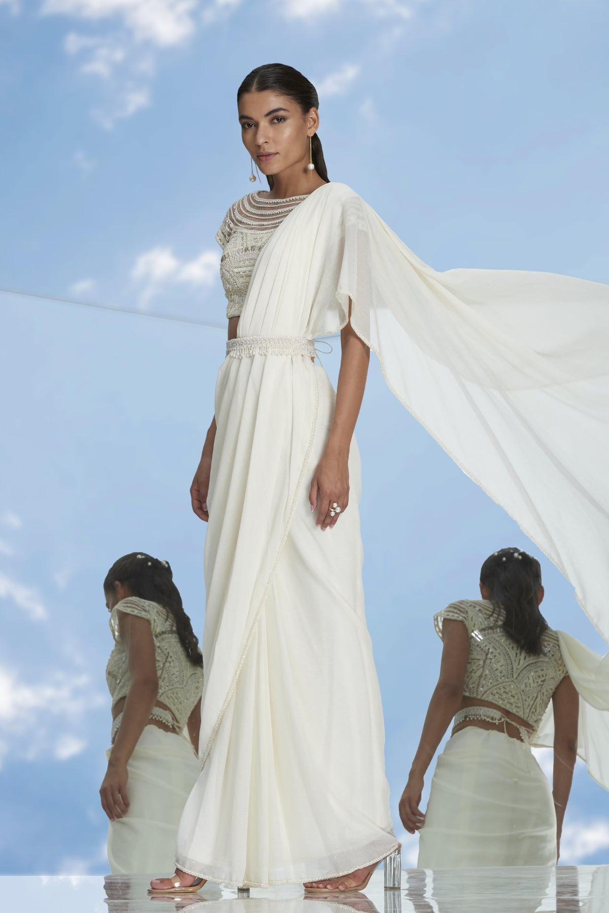 Pearl Embroidered Saree