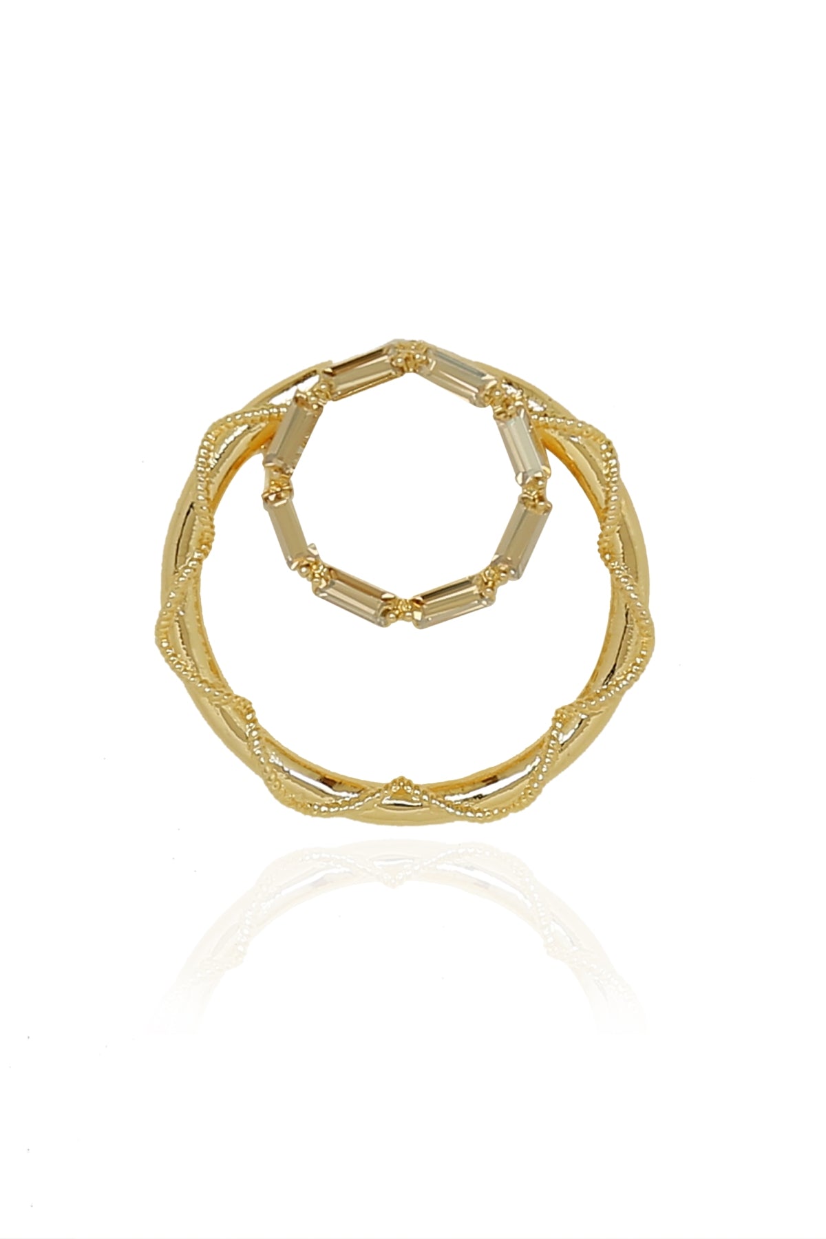 Gold Swarovski Two Round Hoops