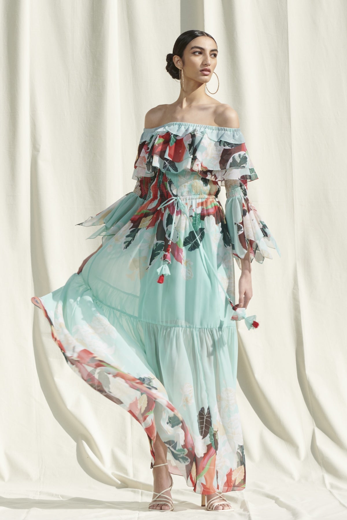 Buy Printed Smocking Dress by Mandira Wirk