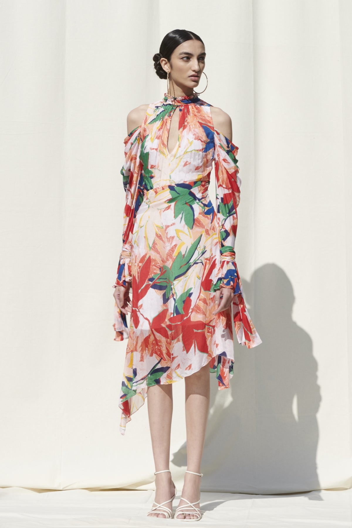 Multicolor Asymmetric Print Dress