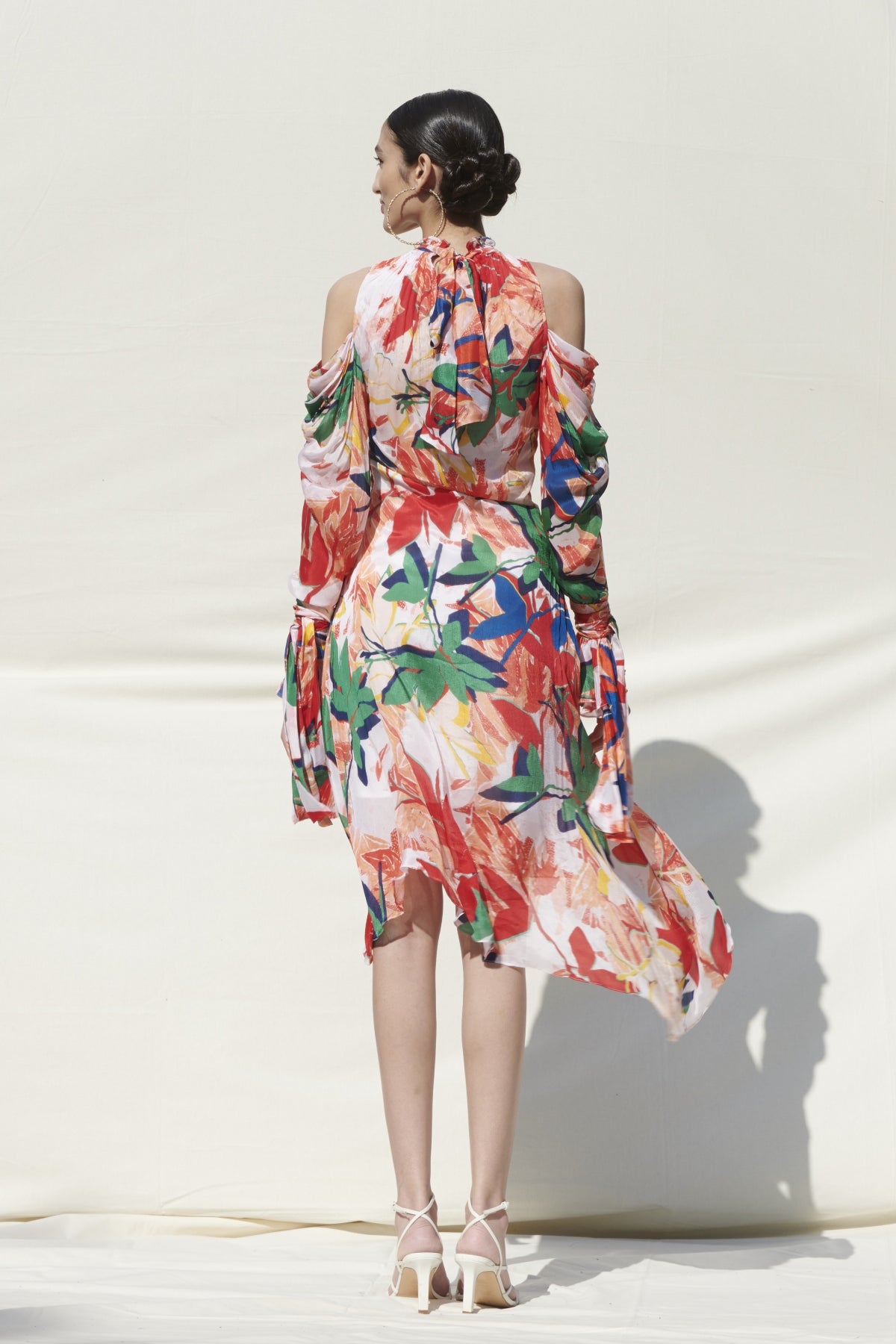 Multicolor Asymmetric Print Dress