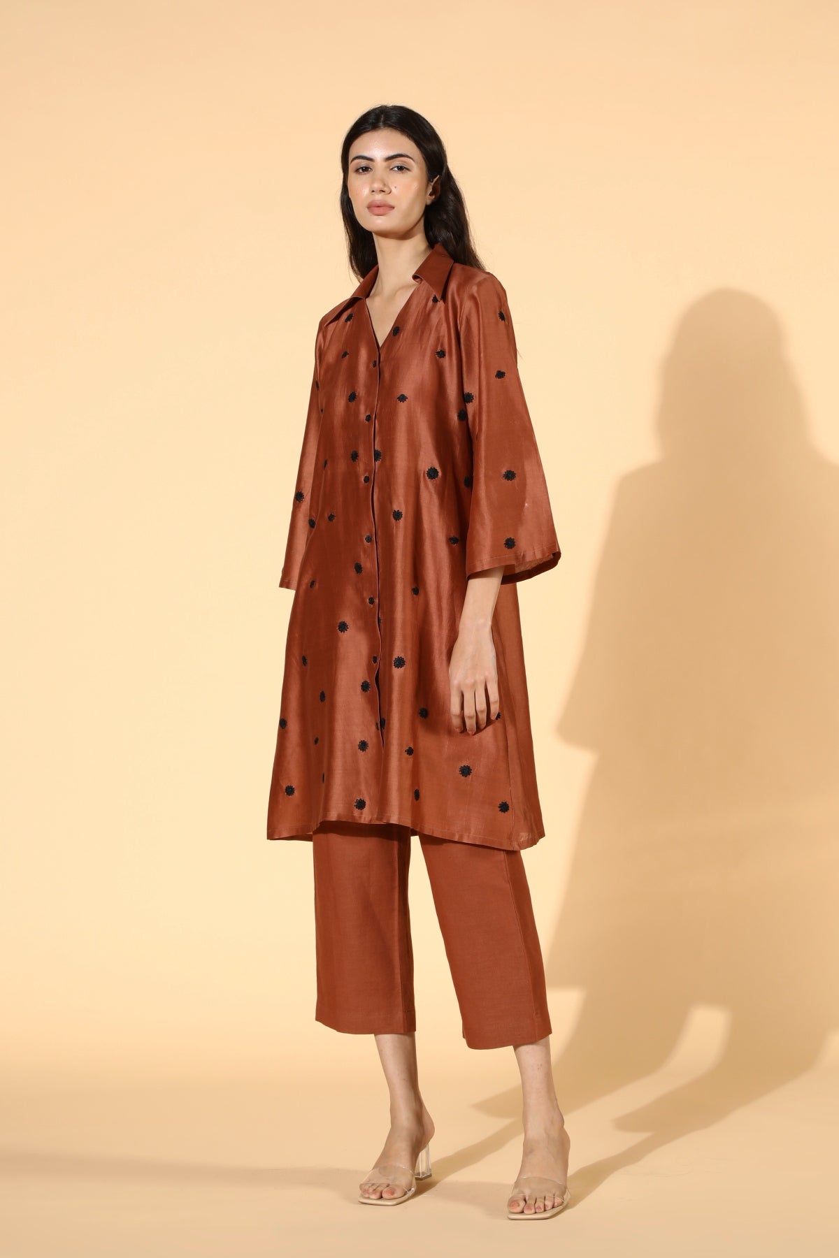 Rust Embroidered Tunic & Pants