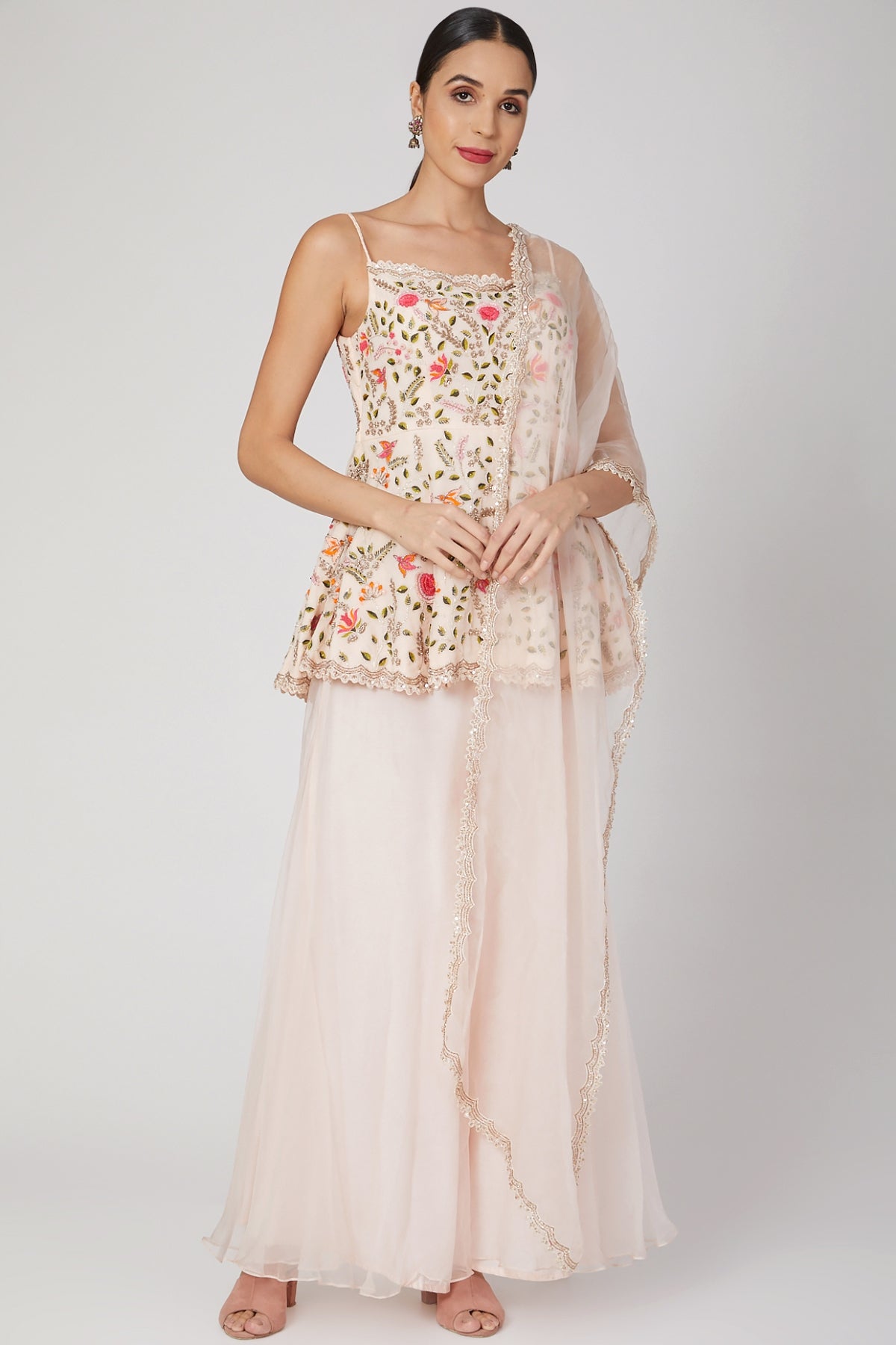 Blush Pink Zardosi Sharara Set