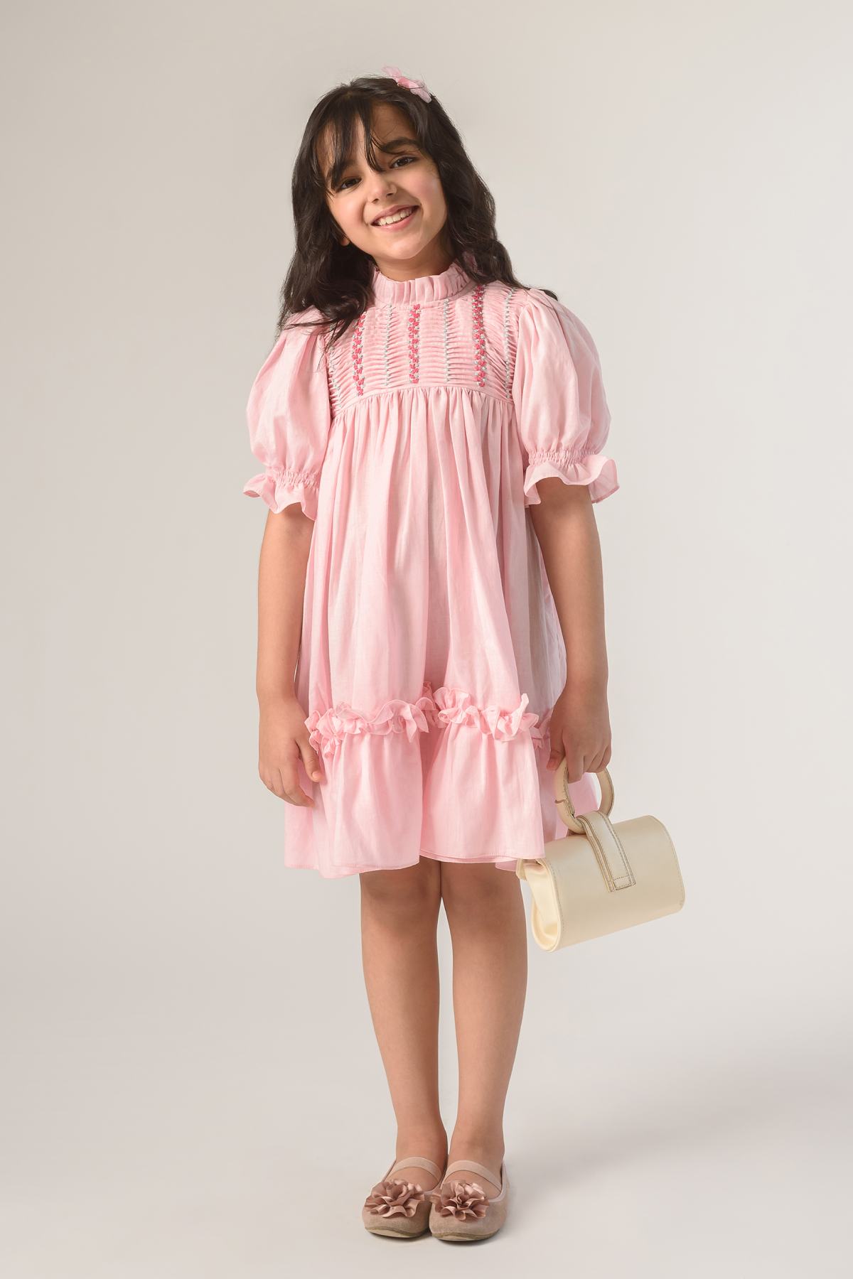 Floral Pintuck Frill Dress