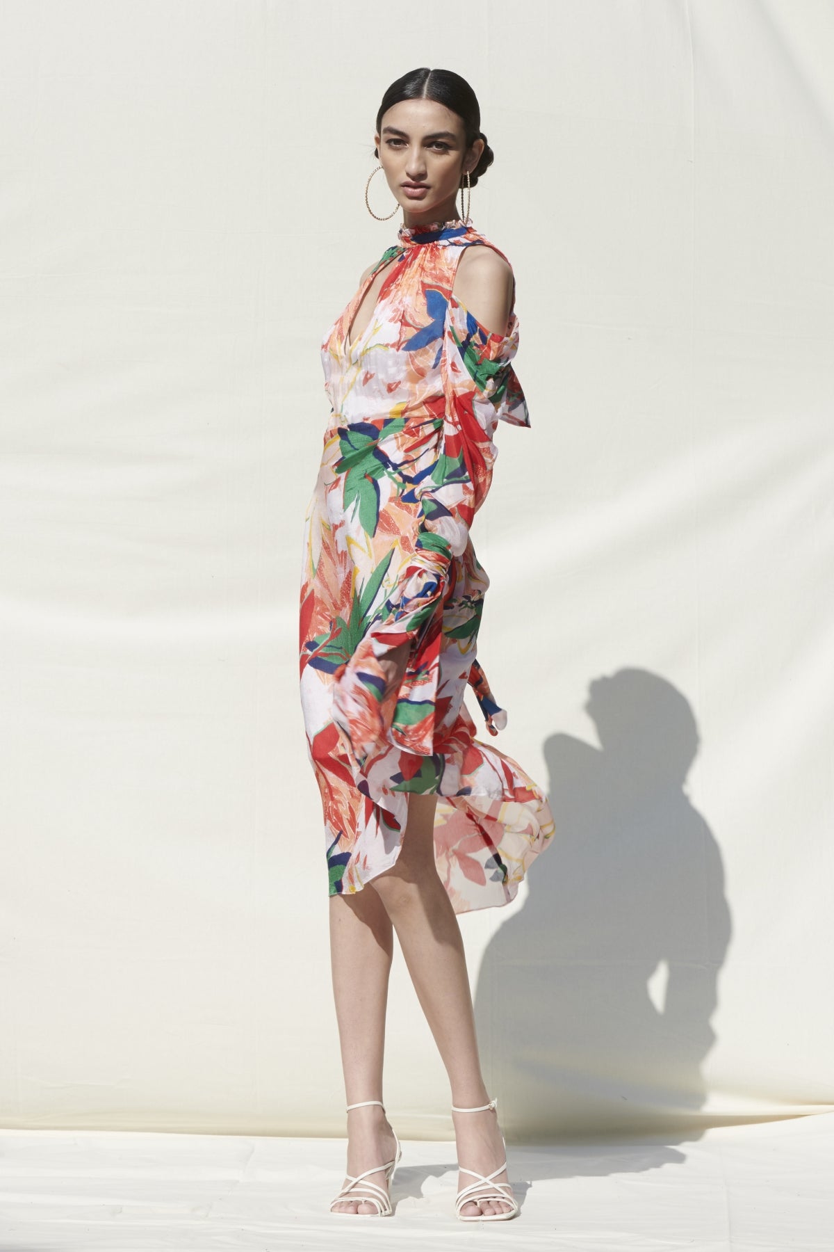 Multicolor Asymmetric Print Dress