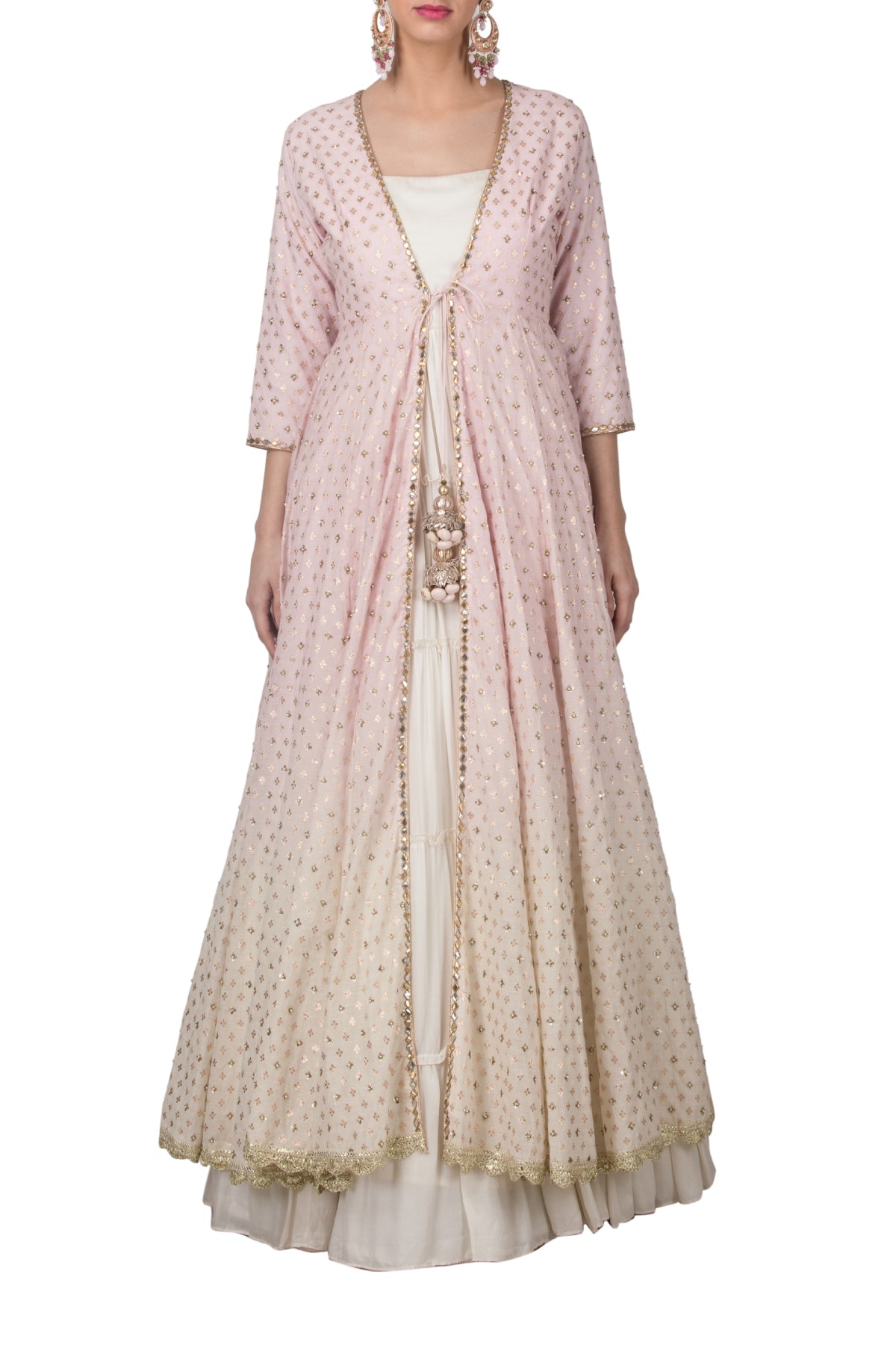 Ivory Chanderi Anarkali & Cape