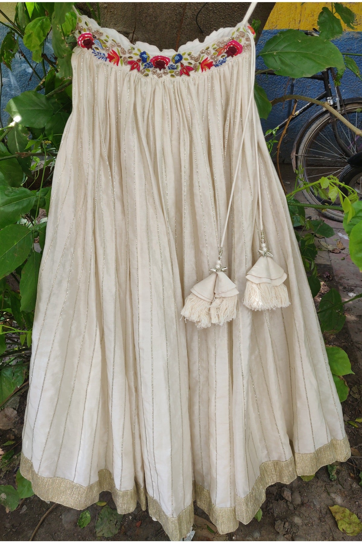 Ivory French Knot Lehenga Set