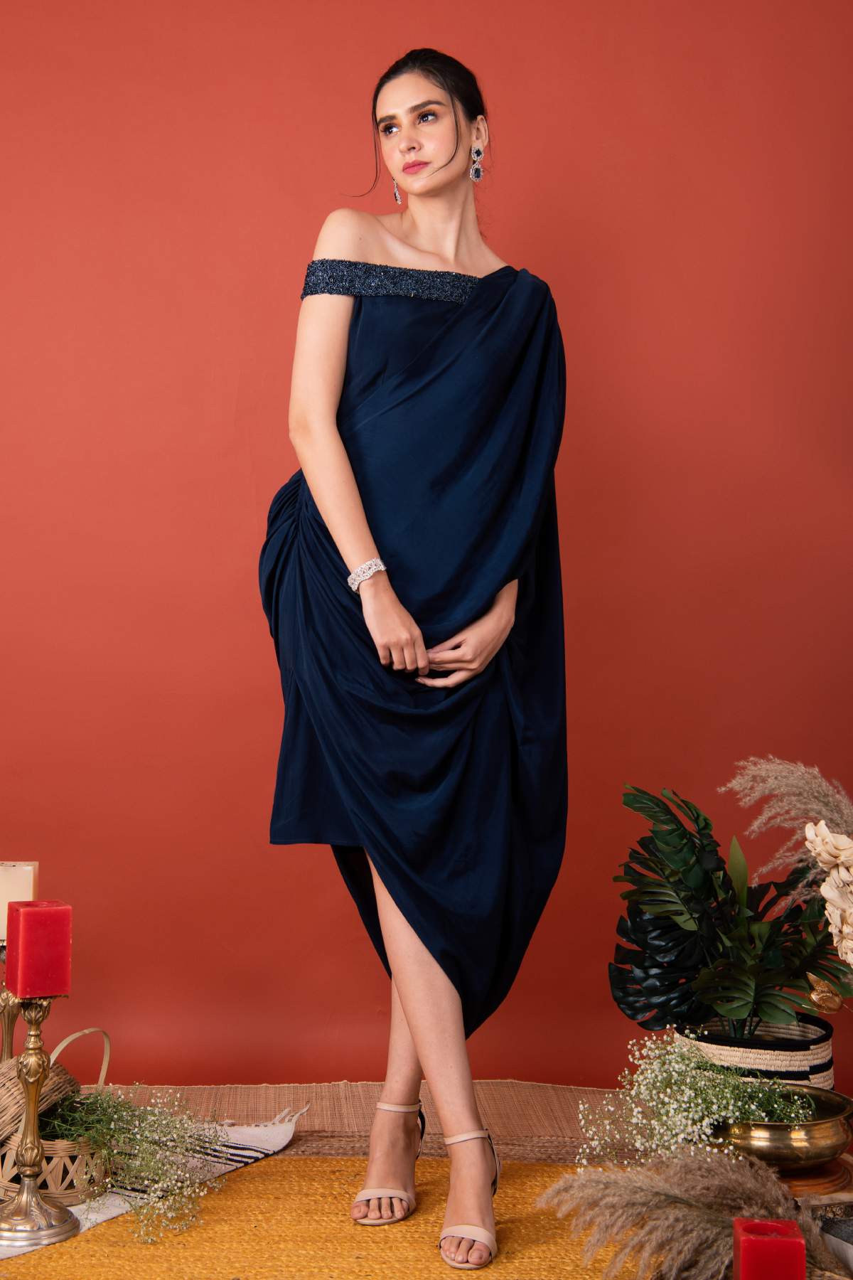 Off Shoulder Drape Dress