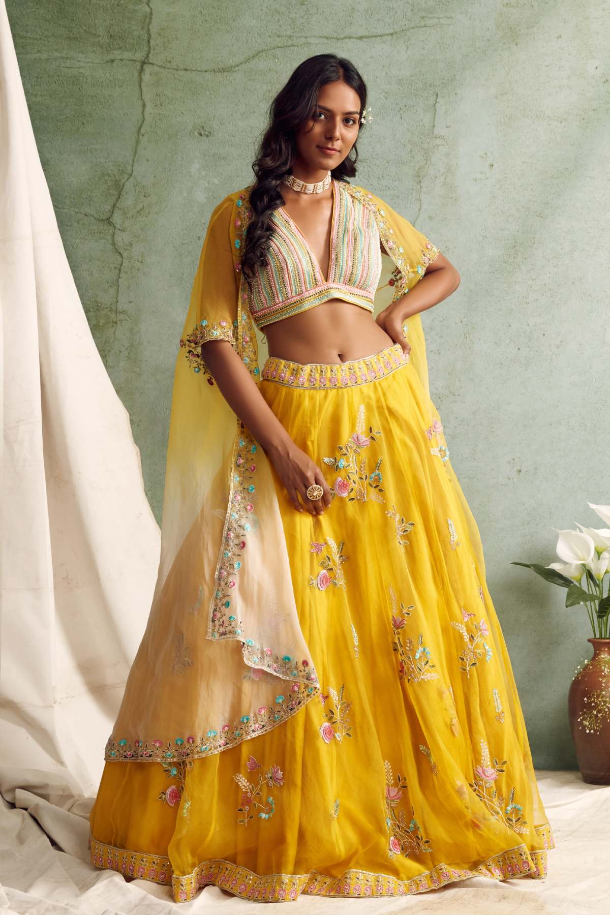 Ombre Cape Lehenga Set