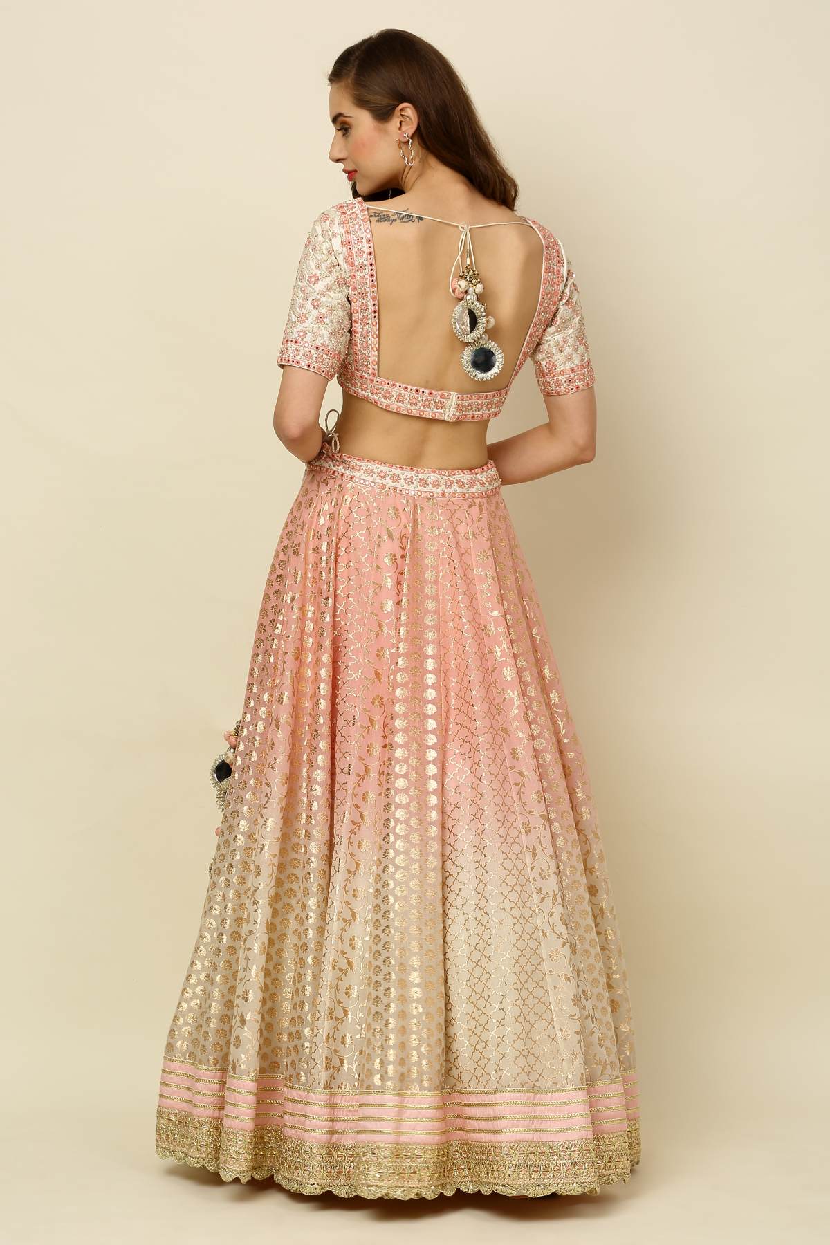 Pink & Ivory Dori Lehenga Set