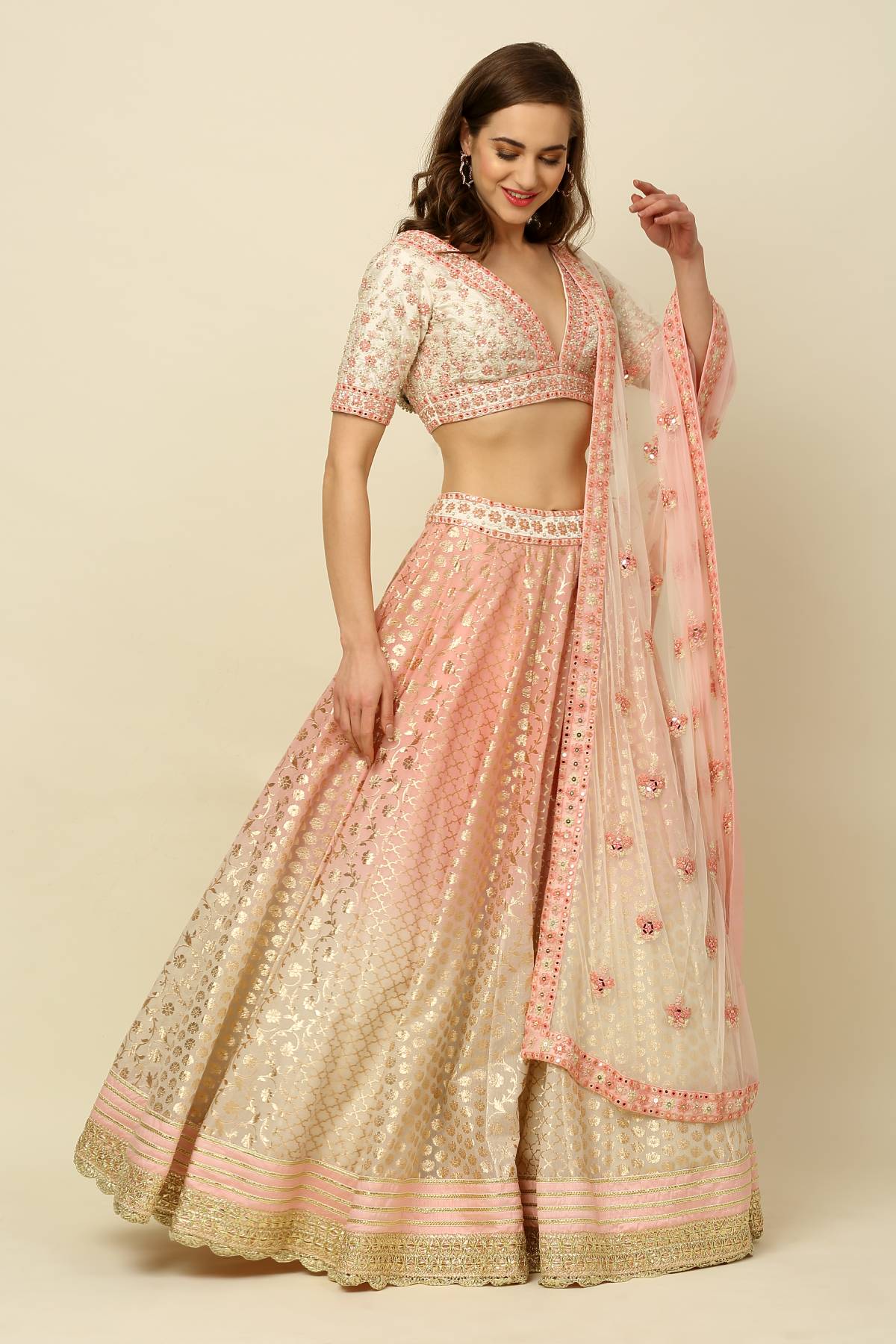 Pink & Ivory Dori Lehenga Set