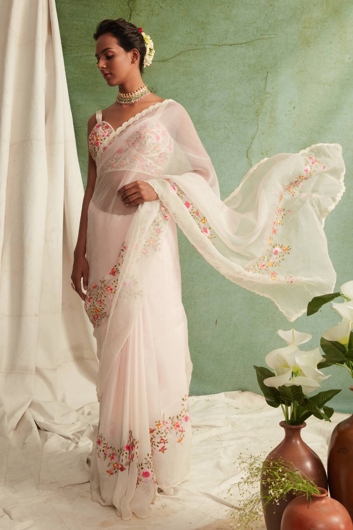 Ombre Embroidery Saree