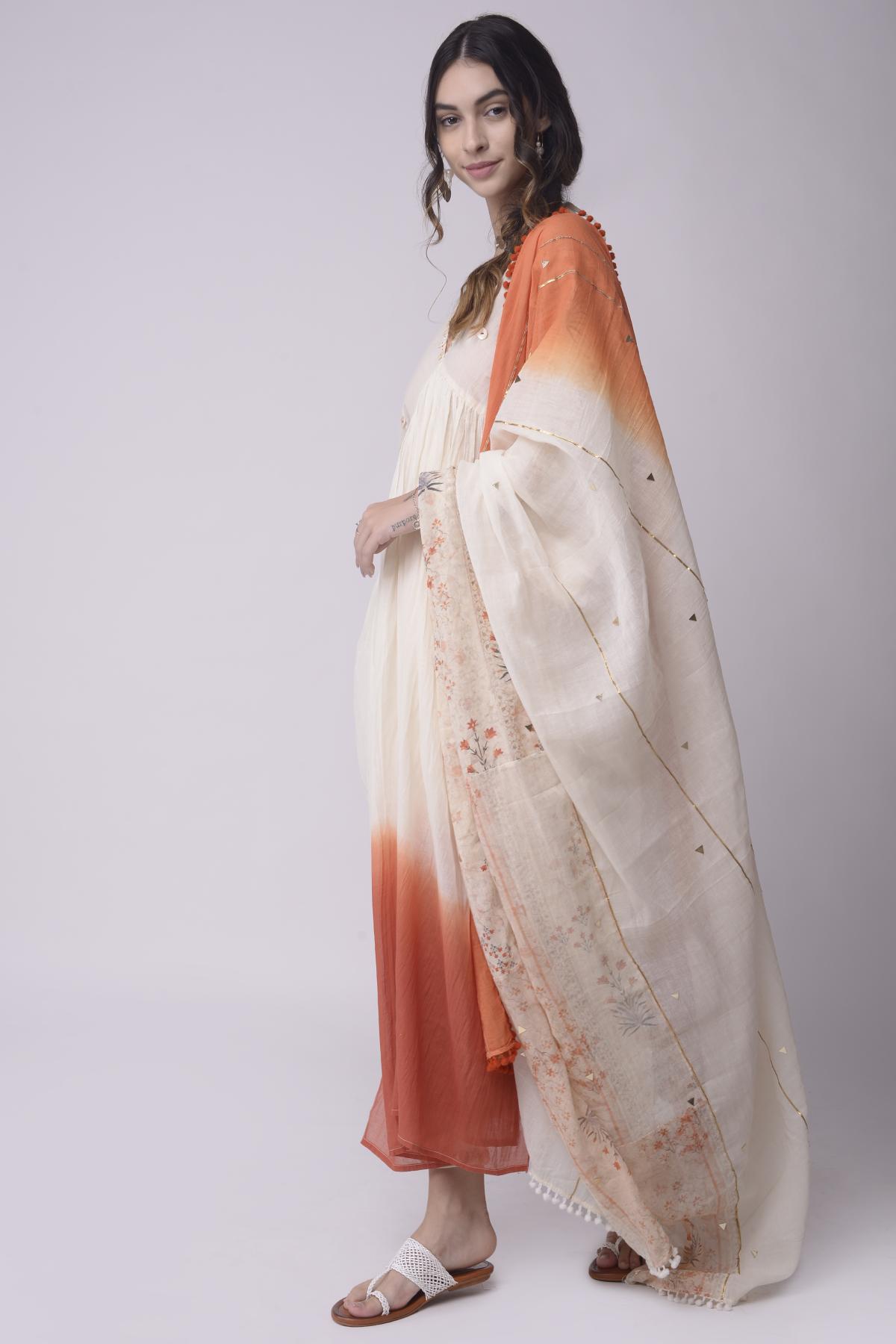 Ombre V-Neck Long Kaftan Set