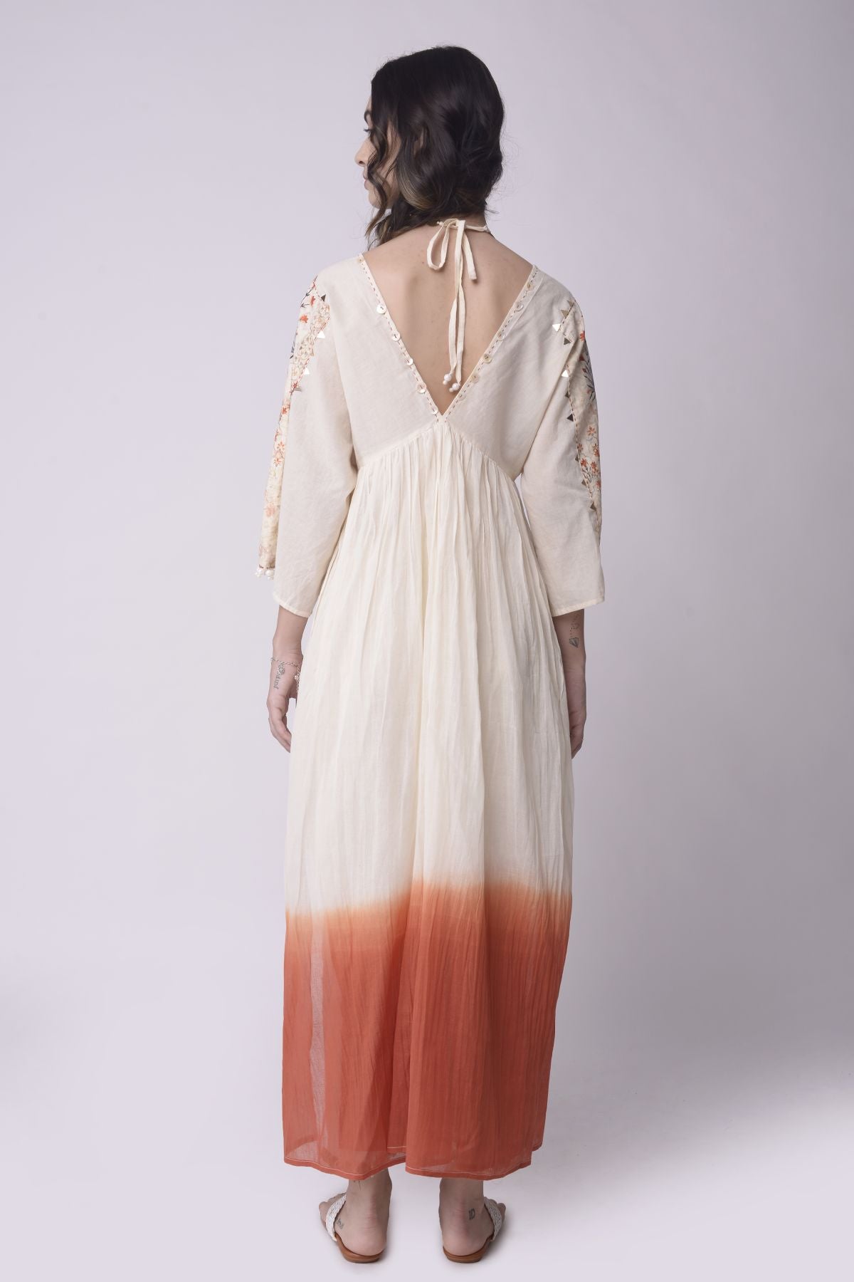 Ombre V-Neck Long Kaftan Set
