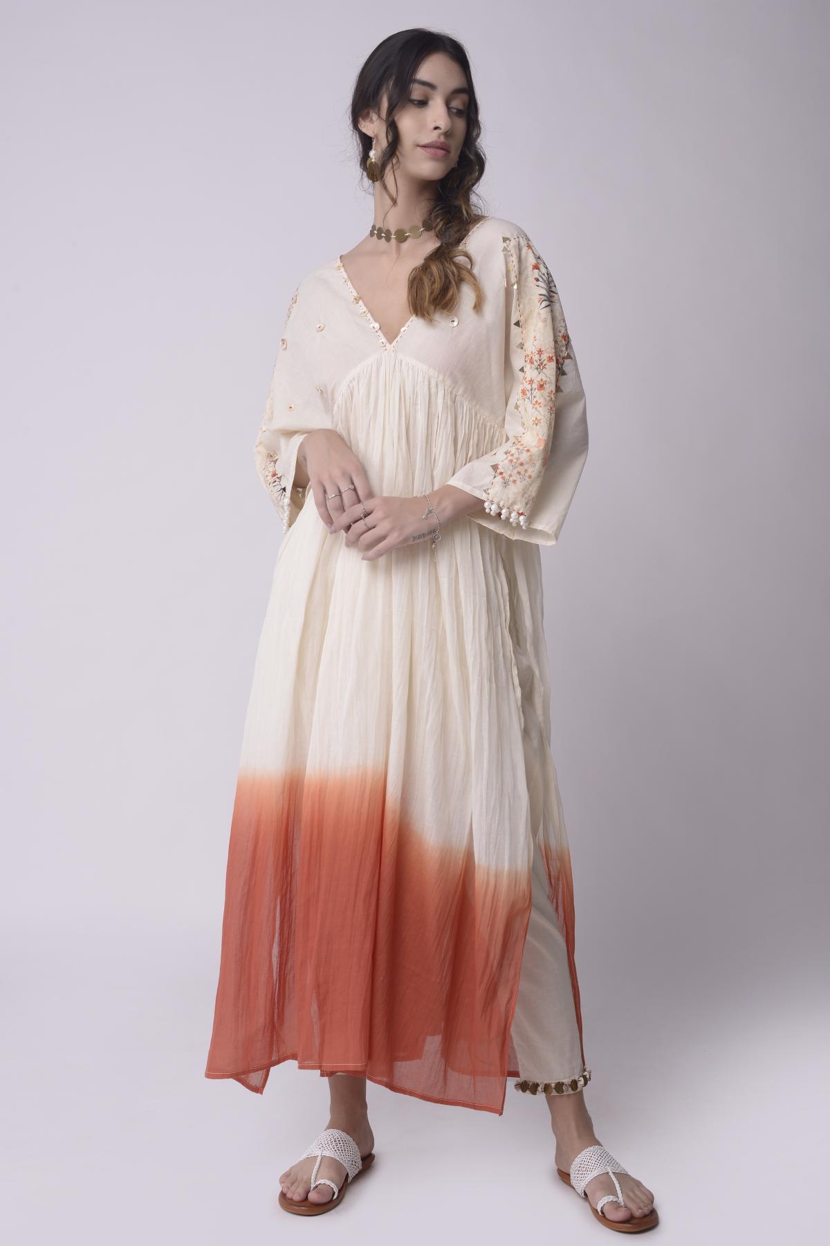 Ombre V-Neck Long Kaftan Set