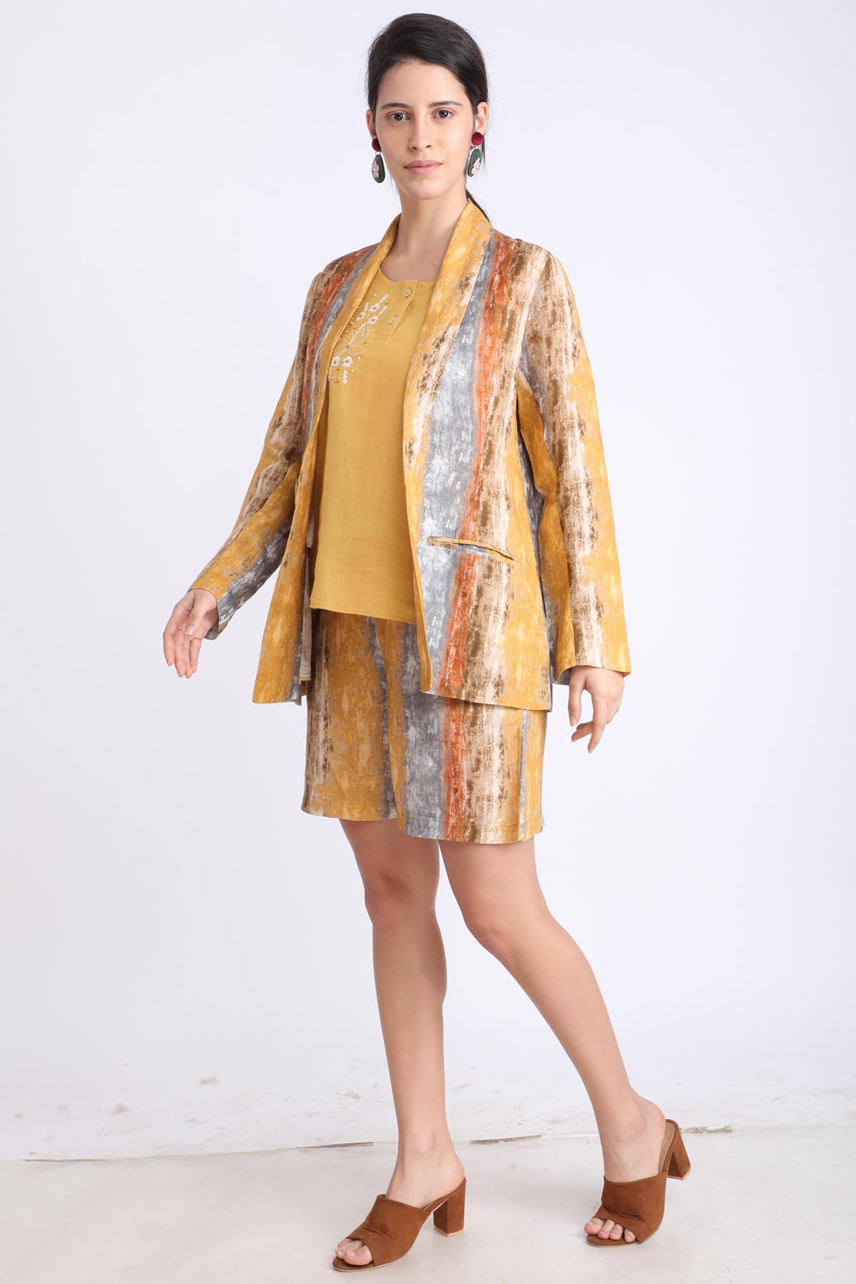 Ombre Printed Linen Blazer