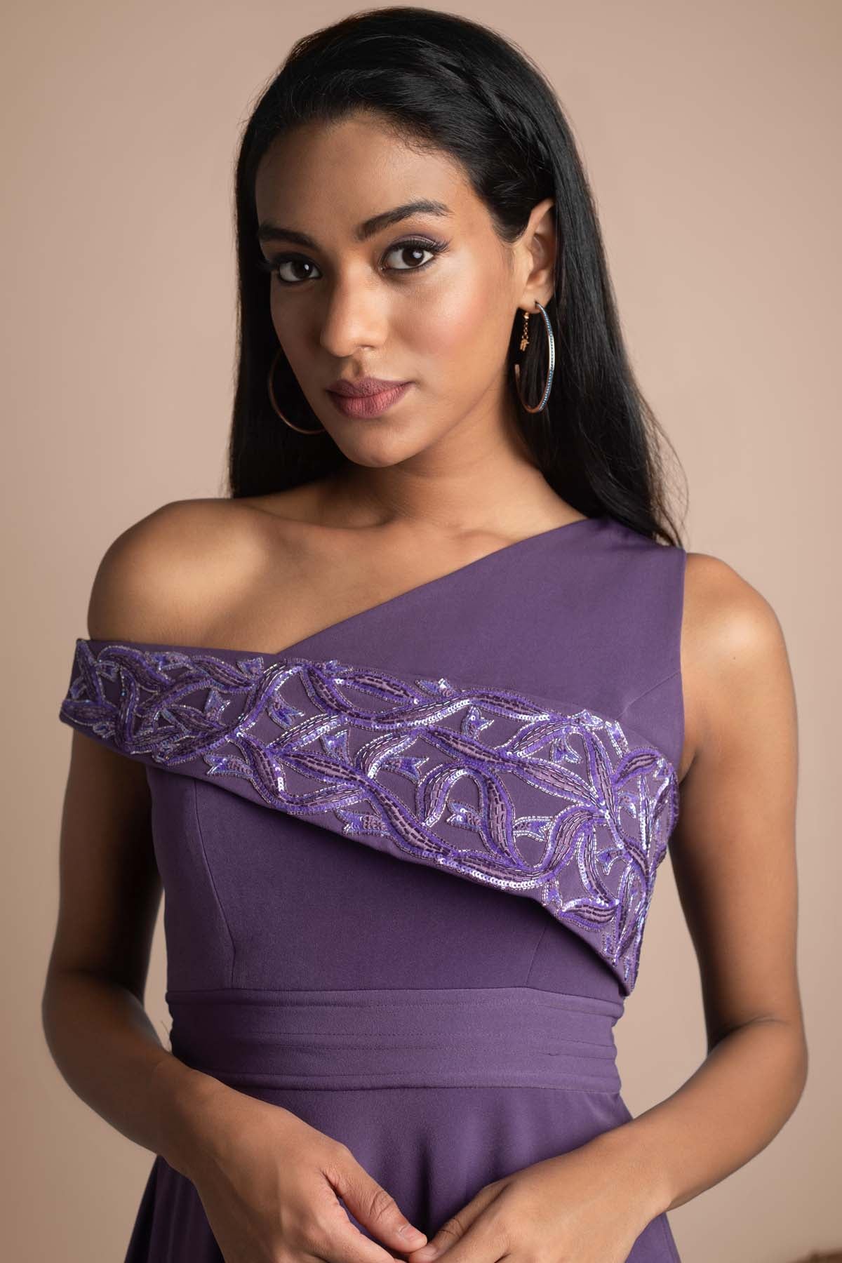 One Off-Shoulder Gown