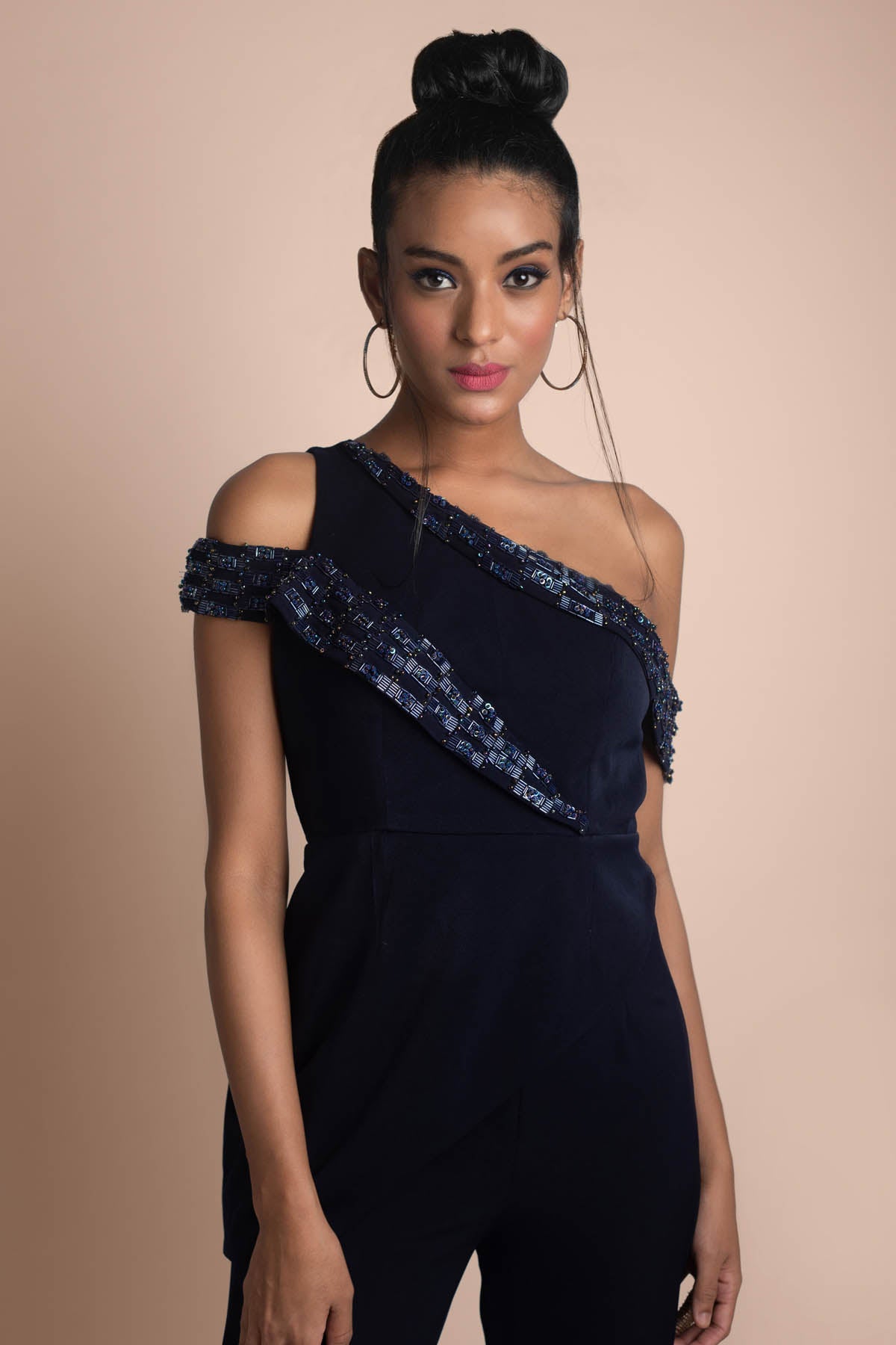 Blue One Shoulder Jumpsuit