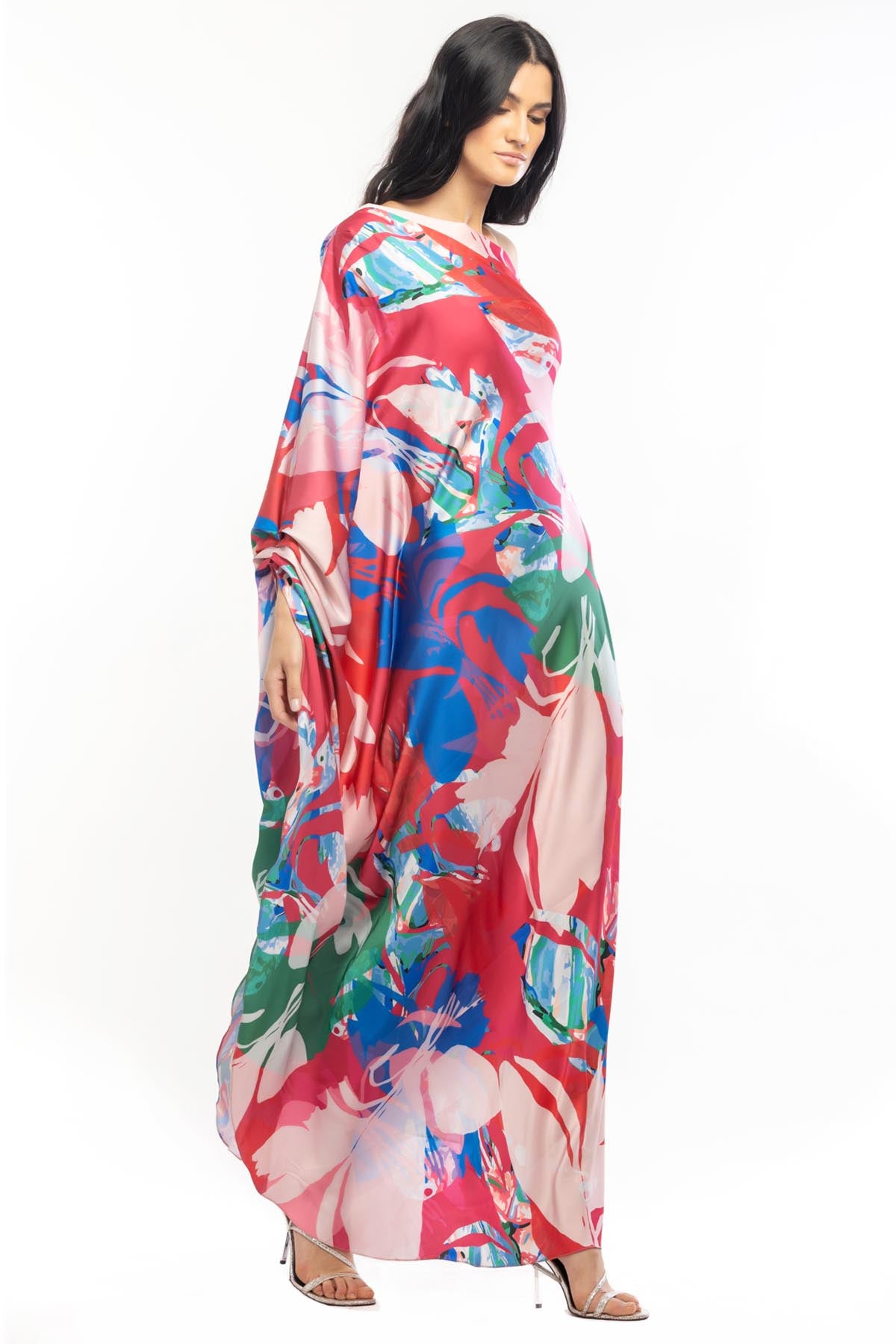 One Shoulder Abstract Kaftan