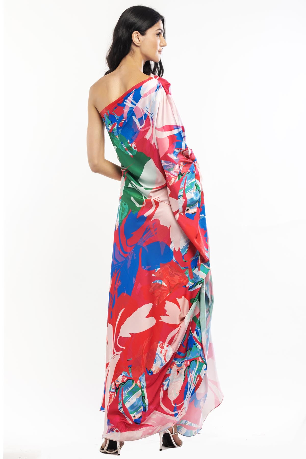 One Shoulder Abstract Kaftan