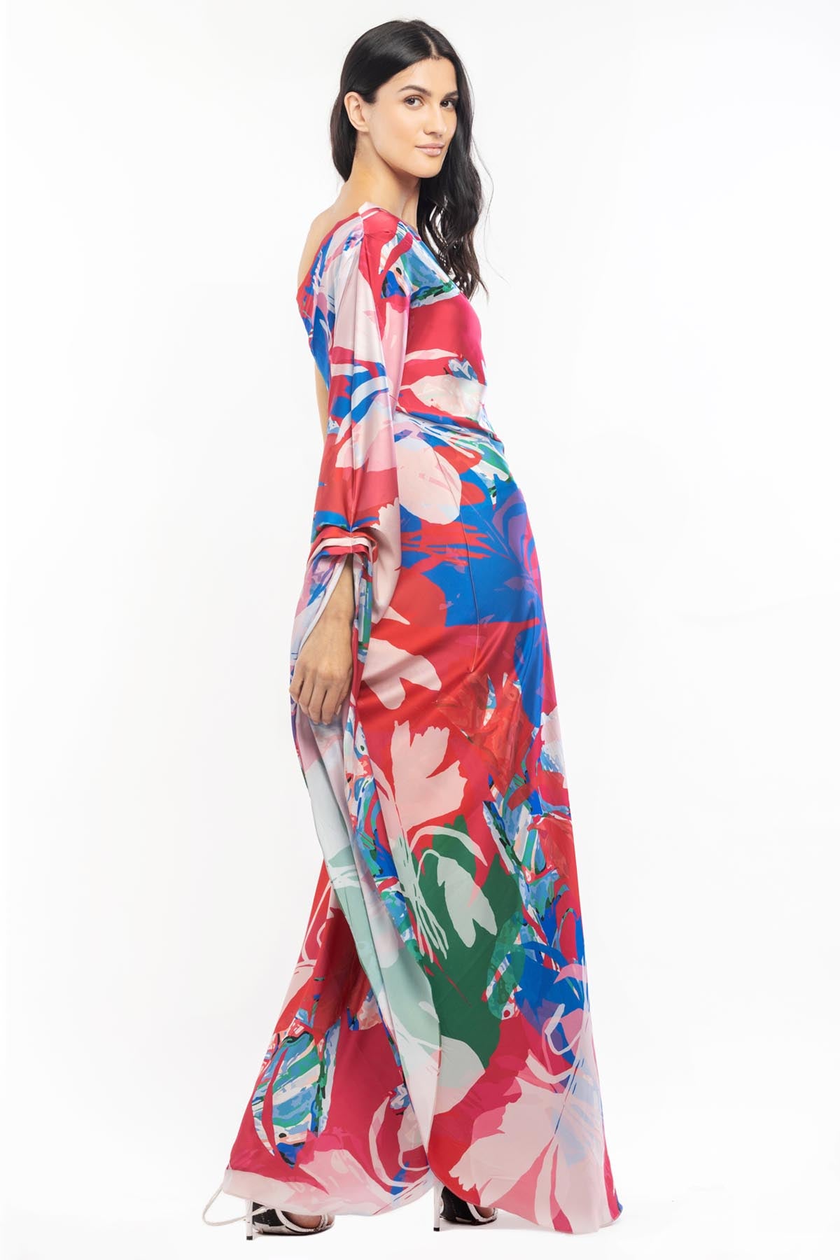 One Shoulder Abstract Kaftan