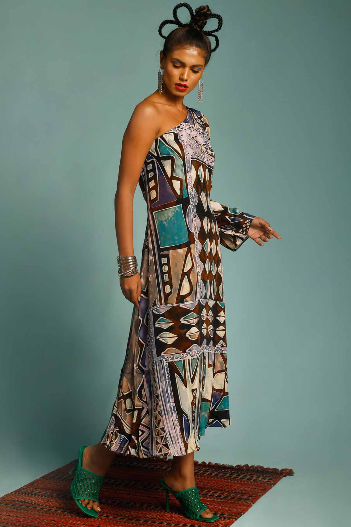 One Shoulder Belted Dress