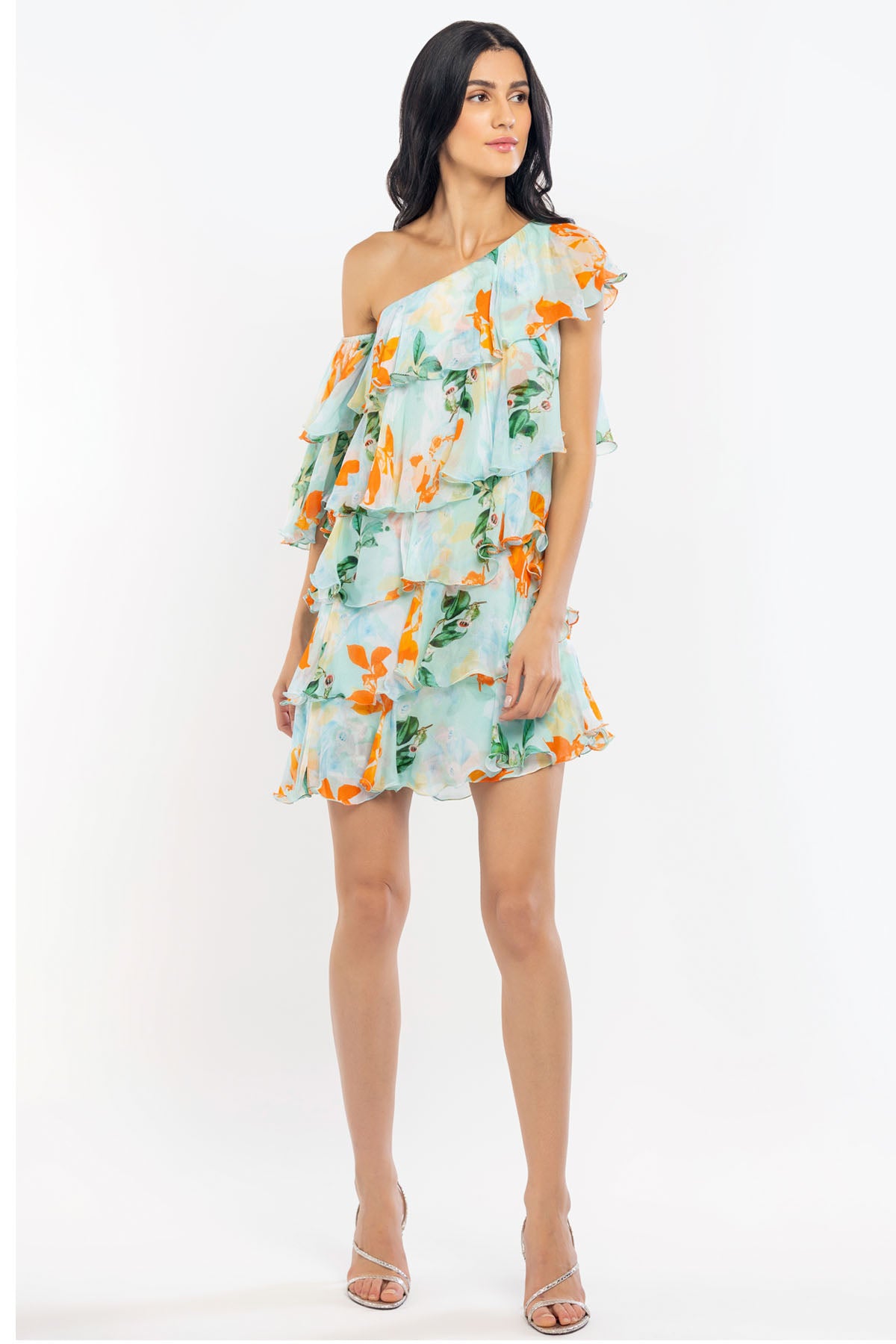 One Shoulder Floral Dress