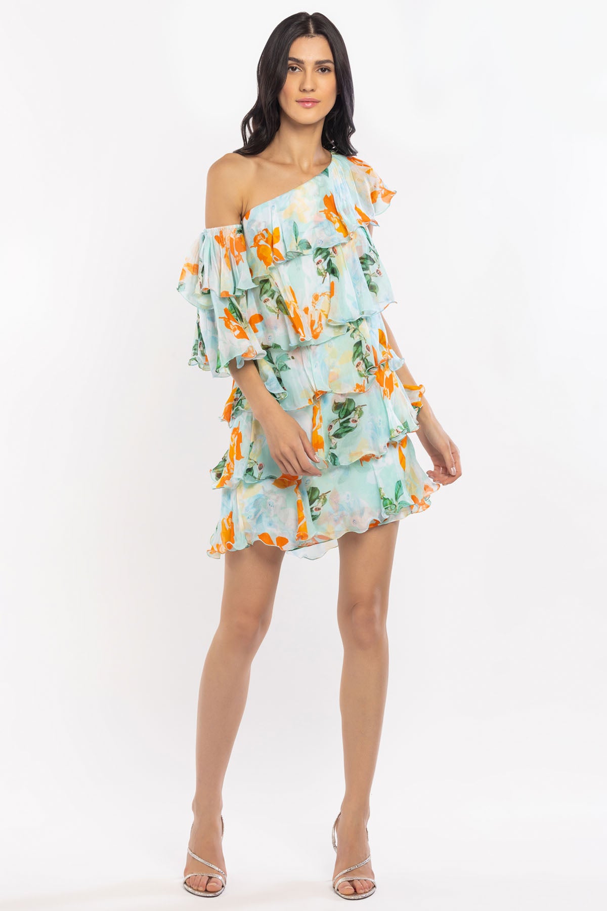 Buy One Shoulder Floral Dress by Mandira Wirk