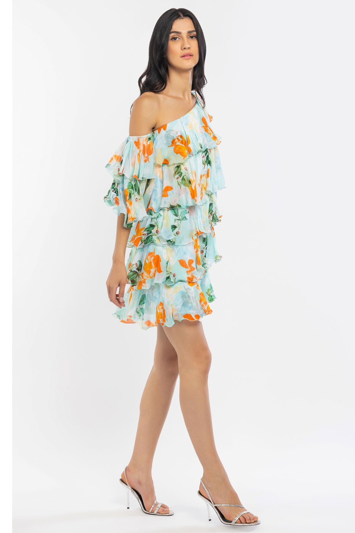 One Shoulder Floral Dress