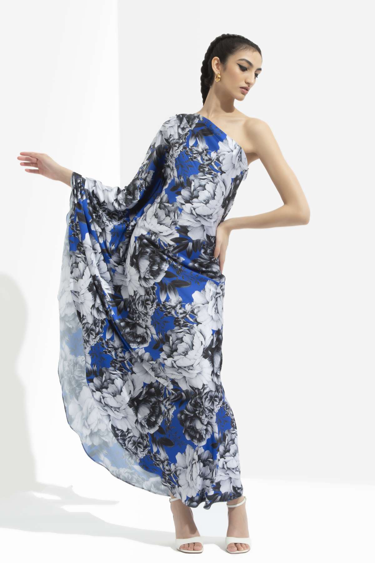 One Shoulder Print Kaftan