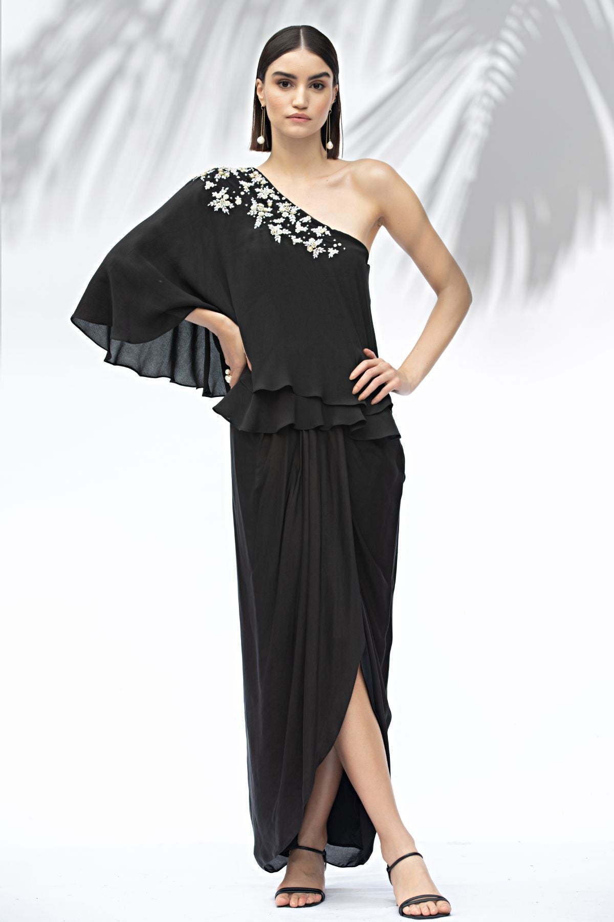 Buy One Shoulder Top Set by Mandira Wirk