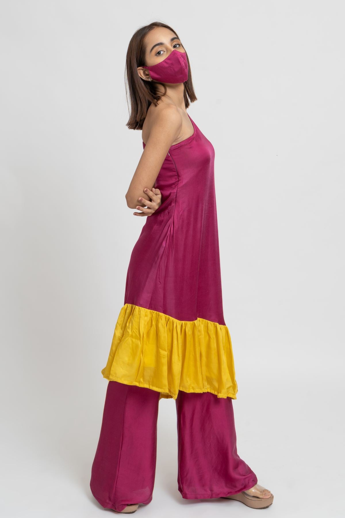 One Shoulder Flared Tunic Set