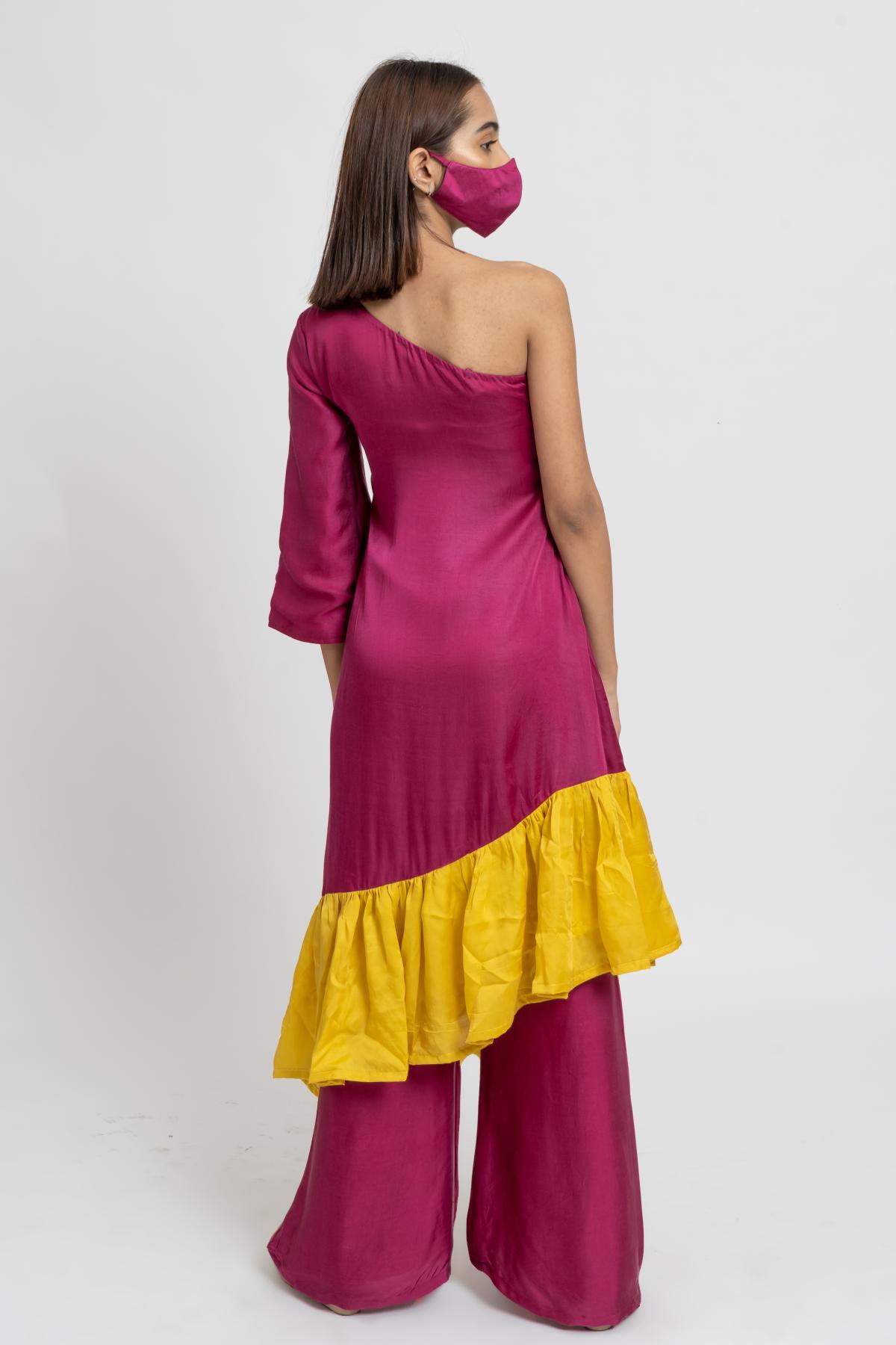 One Shoulder Flared Tunic Set