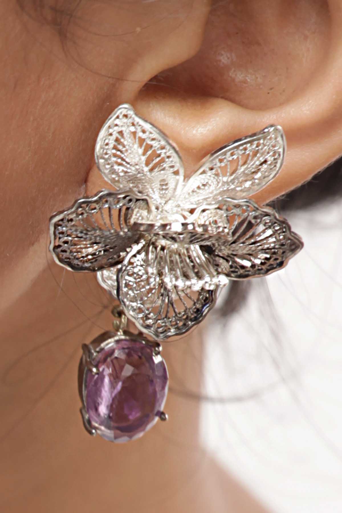 Orchid Amethyst Studs