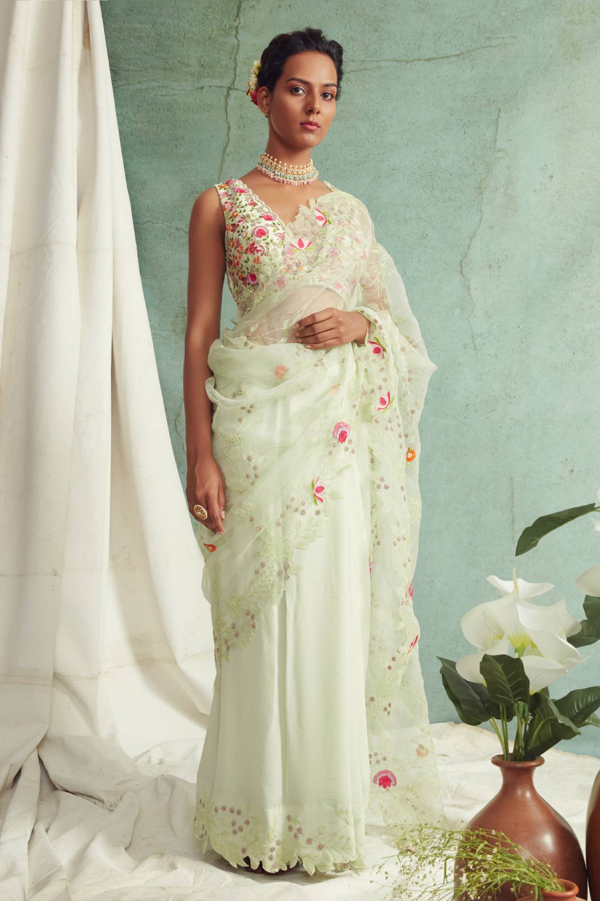 Organza Embroidery Saree