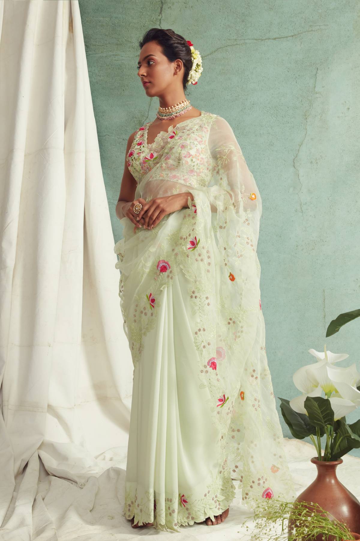 Organza Embroidery Saree