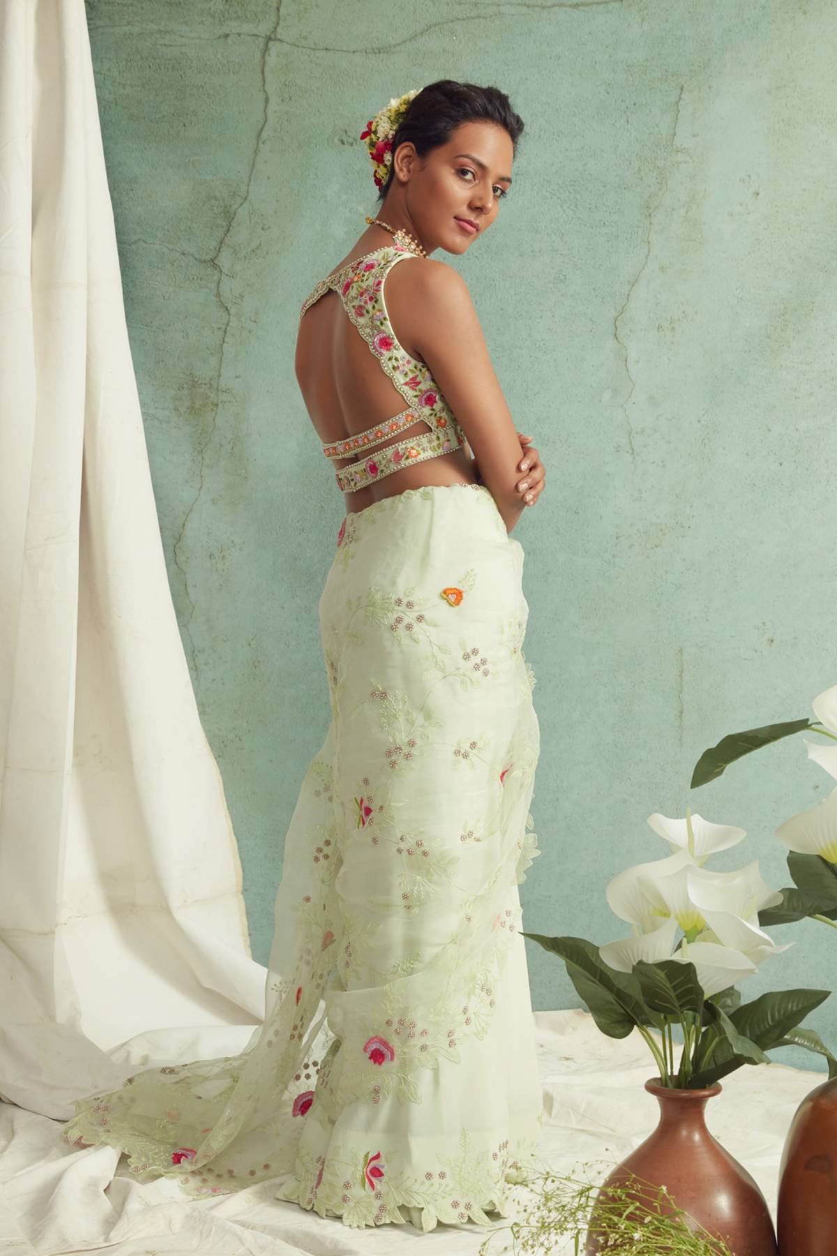 Organza Embroidery Saree