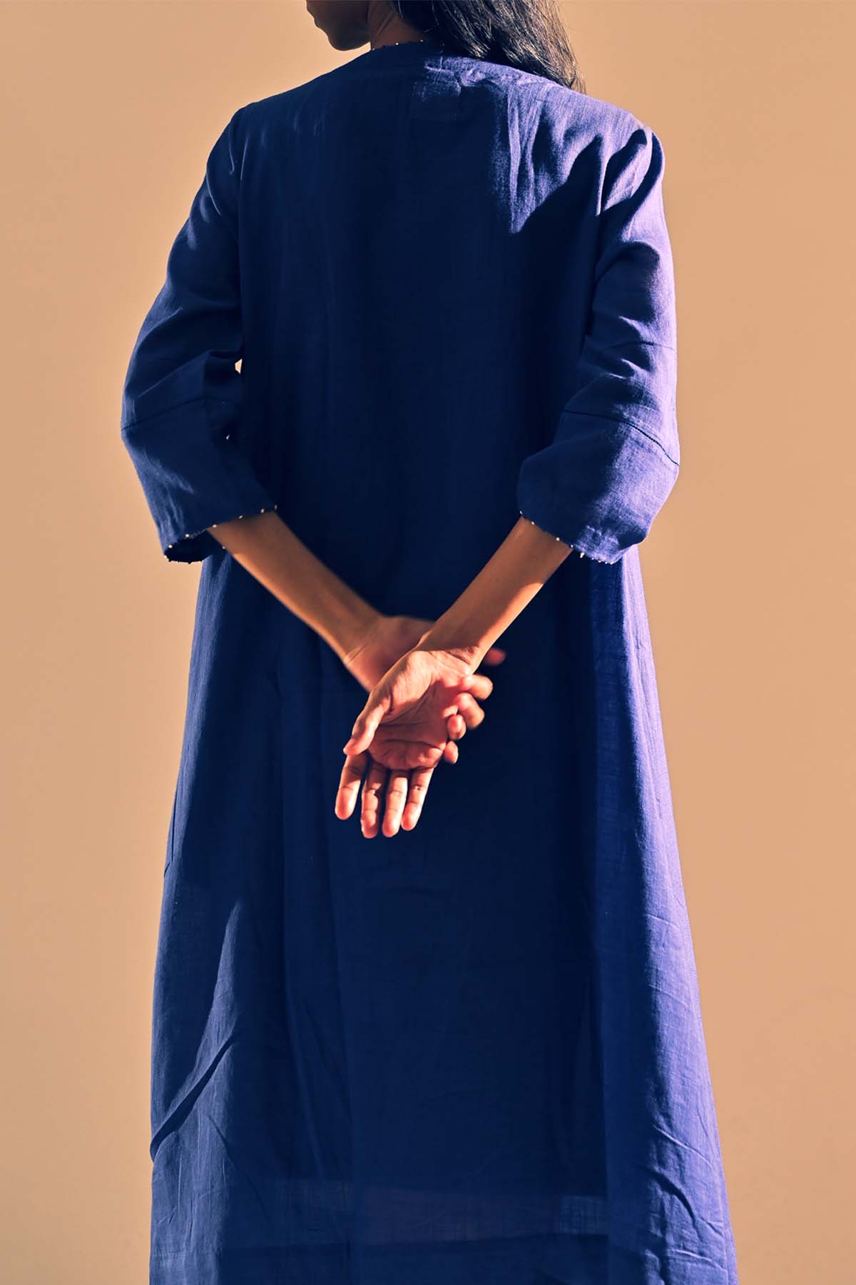 Blue Cotton Floral Yoke Tunic