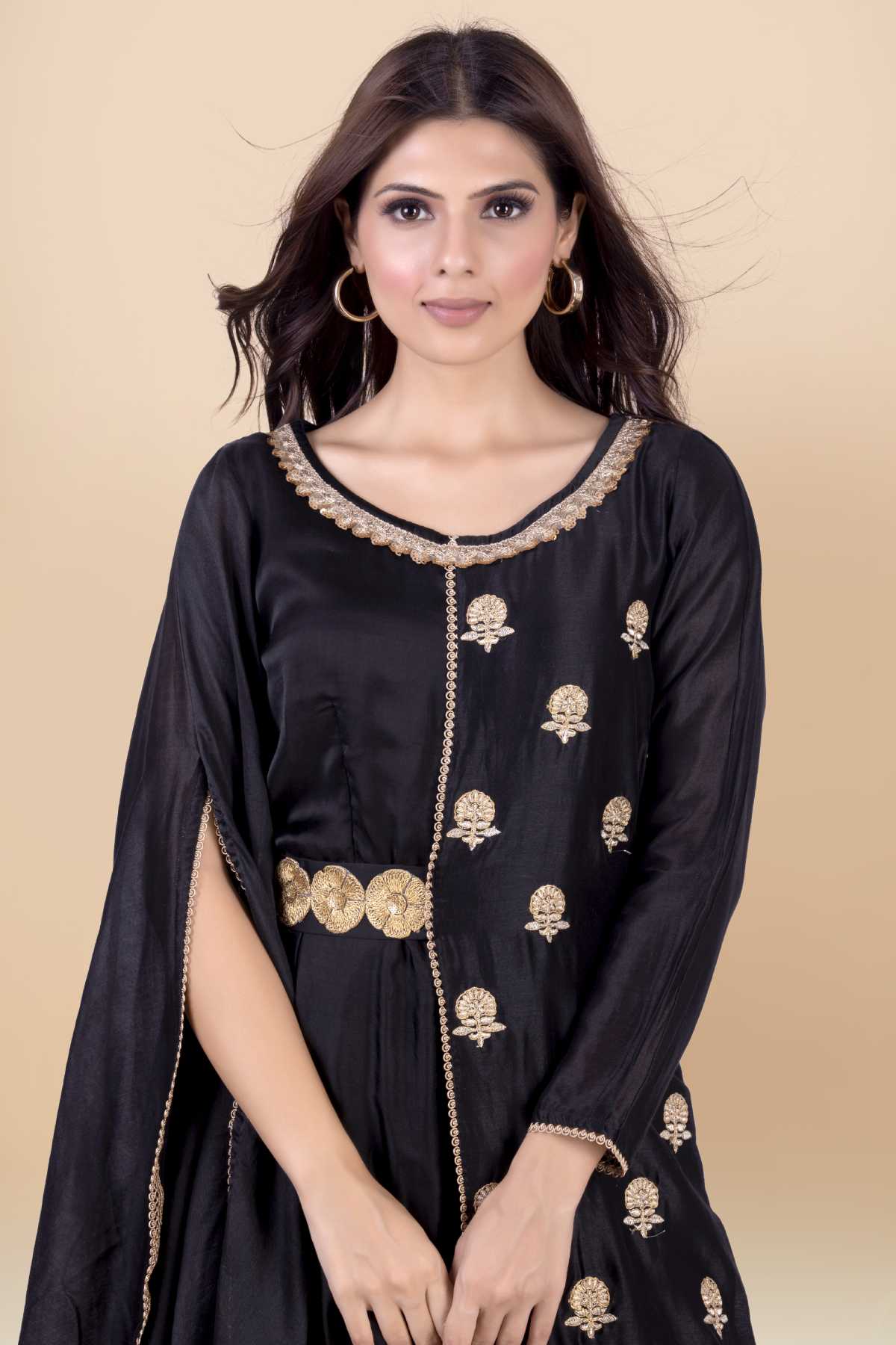 Overlapping Drape Dress Gown