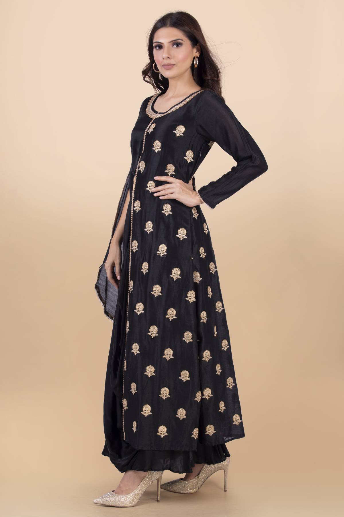 Overlapping Drape Dress Gown