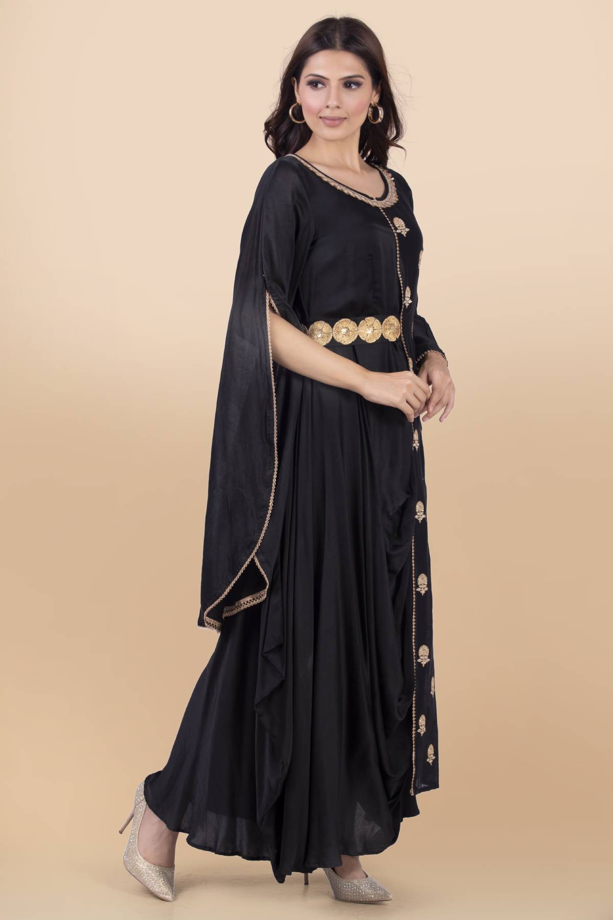 Overlapping Drape Dress Gown
