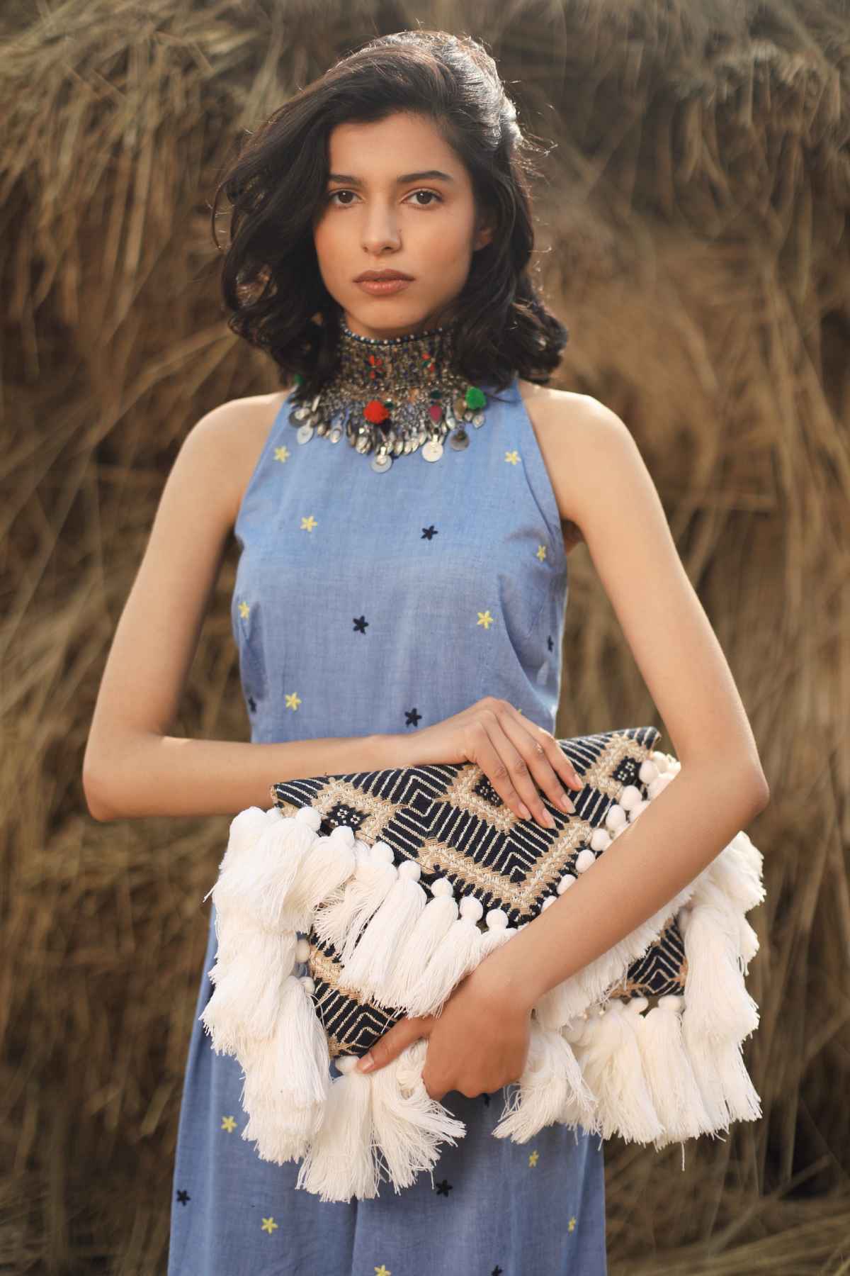 Buy Designer Oversized Tassel Clutch Online