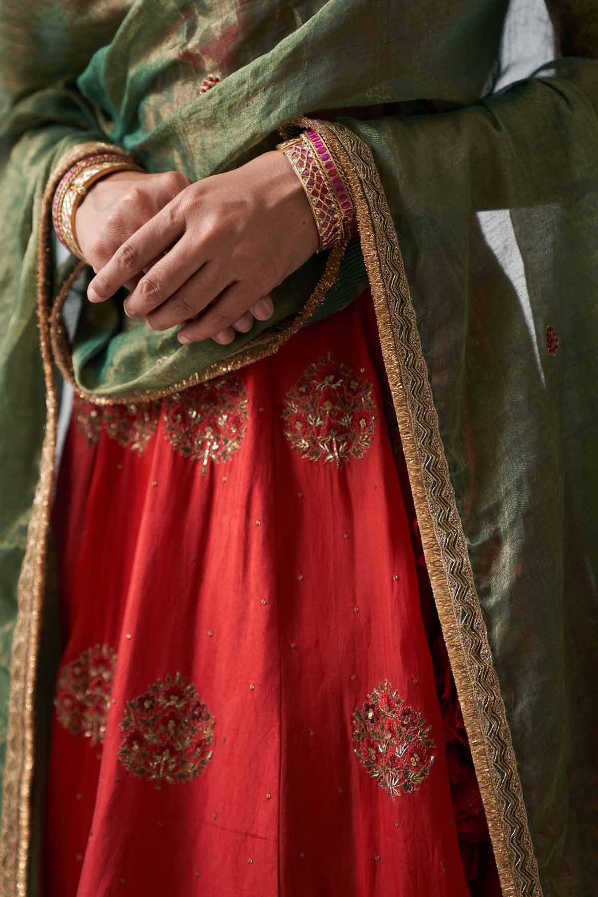 Paneled Ari Zardosi Lehenga Set