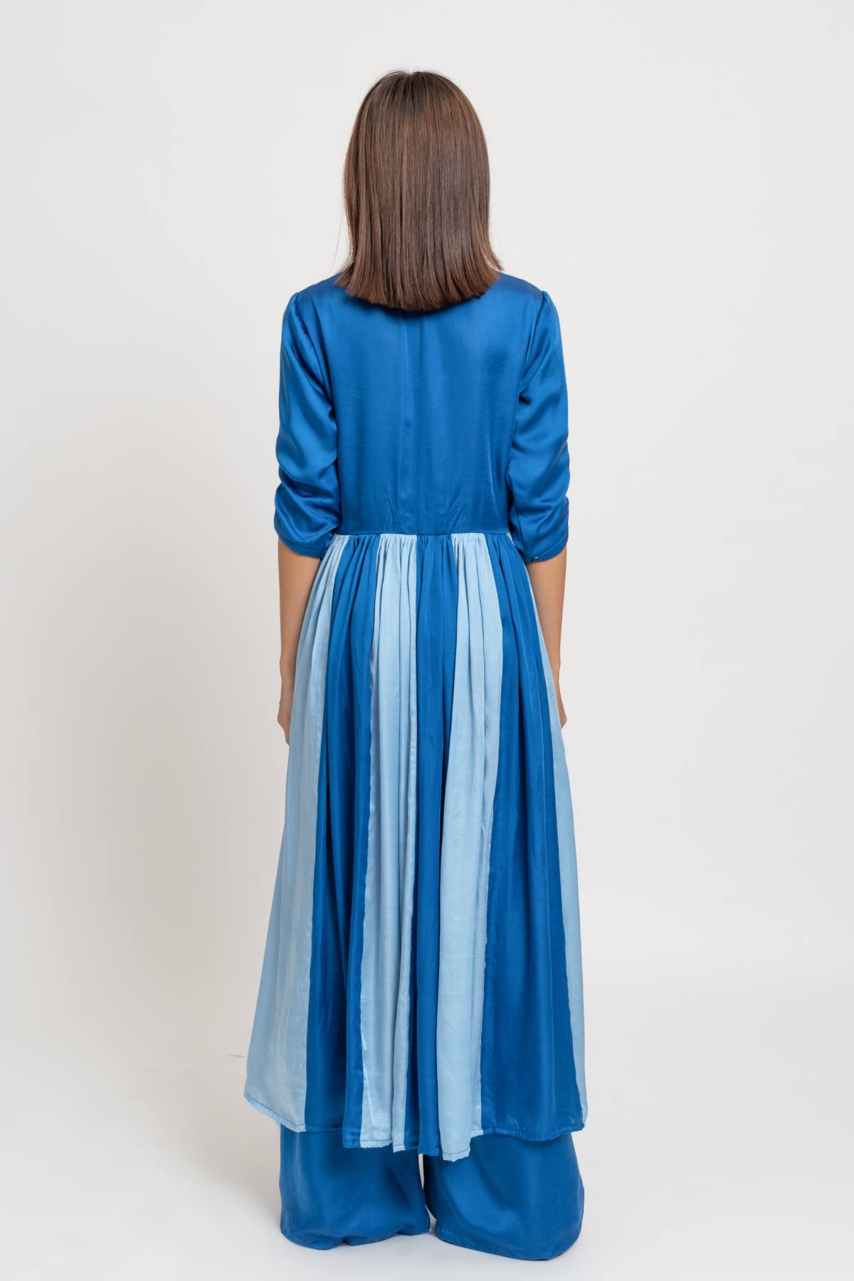 Blue Silk Paneled Kurta Set