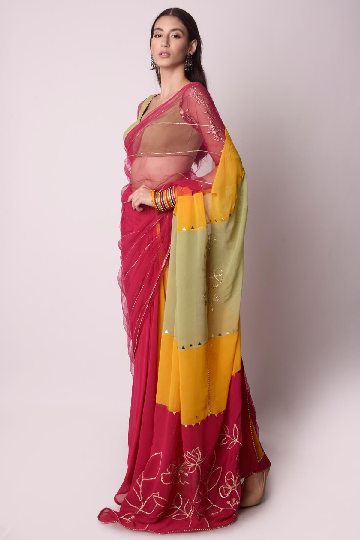 Panelled Colourblock Saree